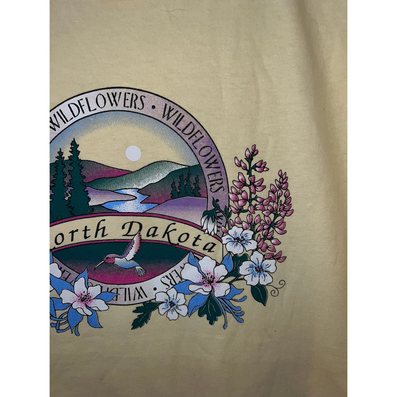 Jerzees Vintage North Dakota Shirt Tee Wildflowers Yellow 90s VTG L Size US L / EU 52-54 / 3 - 4 Thumbnail