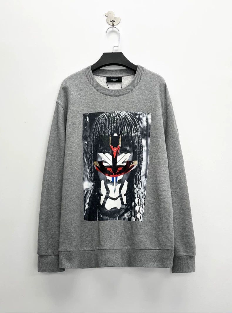 Givenchy Givenchy Show-style grey hoodie with robot portrait logo Size US XXS / EU 40 - 1 Thumbnail