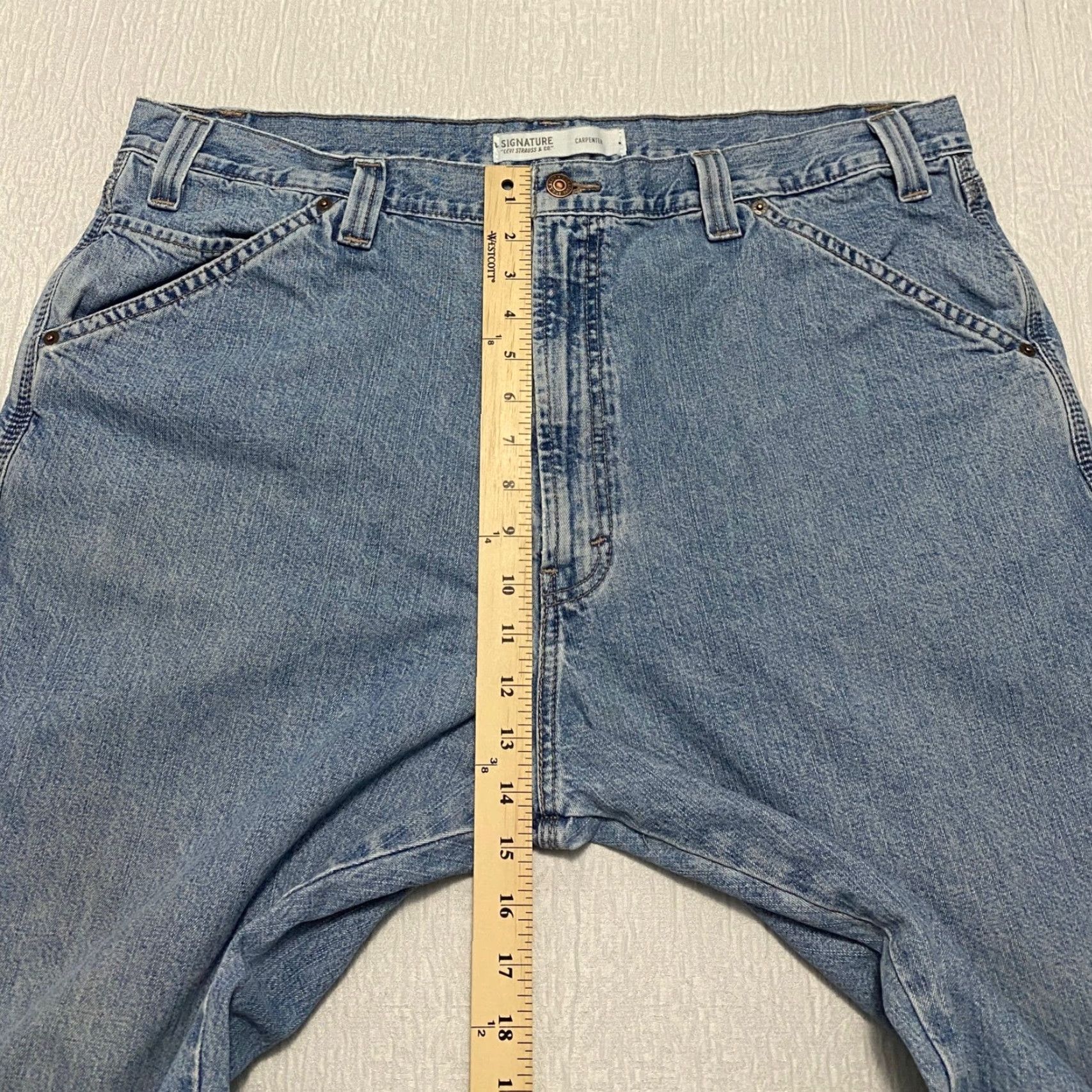 Vintage Levi Strauss Signature Carpenter Jeans Light Wash Denim Mens Size 40x29 Wide Leg Relaxed Fit Workwear Denim Pants Jeans Mens 40 29 blue Carpenter Size US 40 / EU 56 - 7 Thumbnail