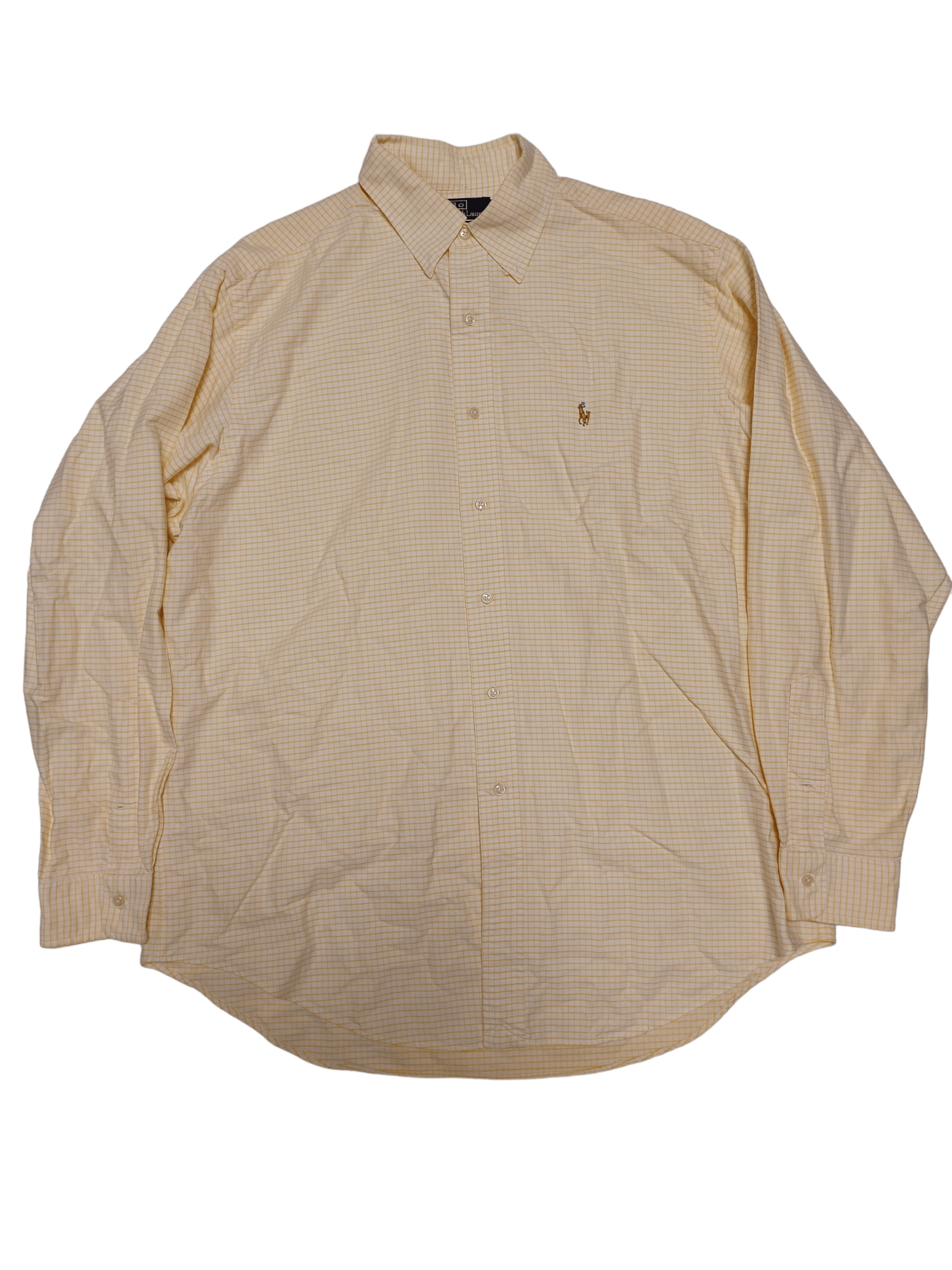 Pre-owned 1990x Clothing X Polo Ralph Lauren Made In Hong Kong Heavy Cotton Early 90's Plr Shirt In Checkered