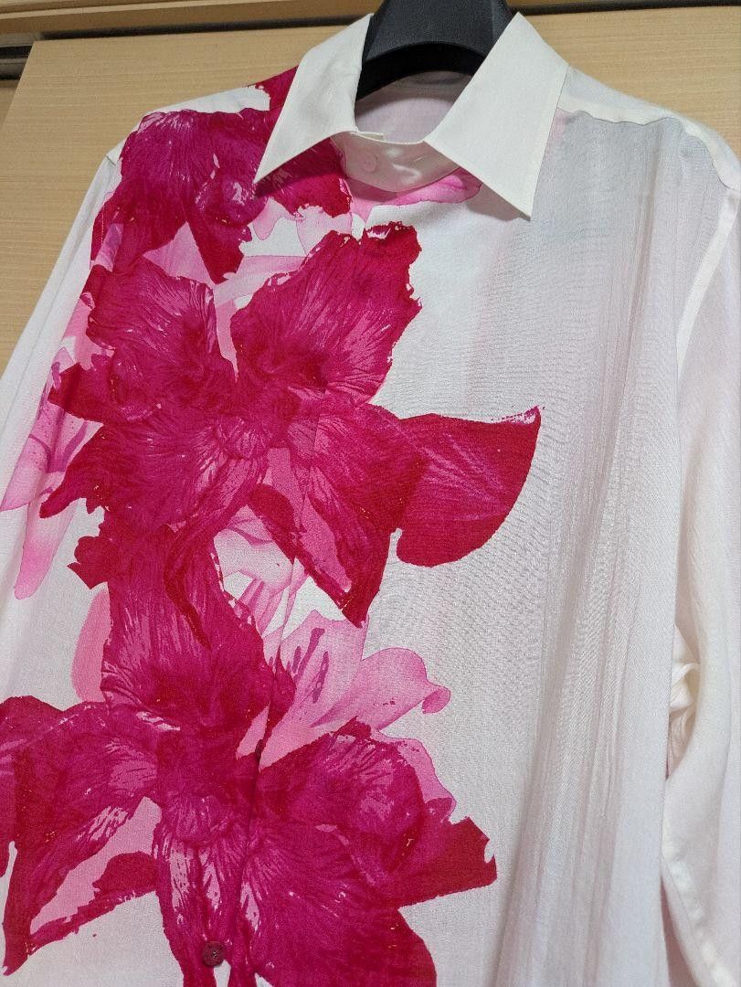 Yohji Yamamoto POUR HOMME 24aw CELLULOSE PINK FLOWER DESIGNED BLOUSE Size US M / EU 48-50 / 2 - 3 Thumbnail