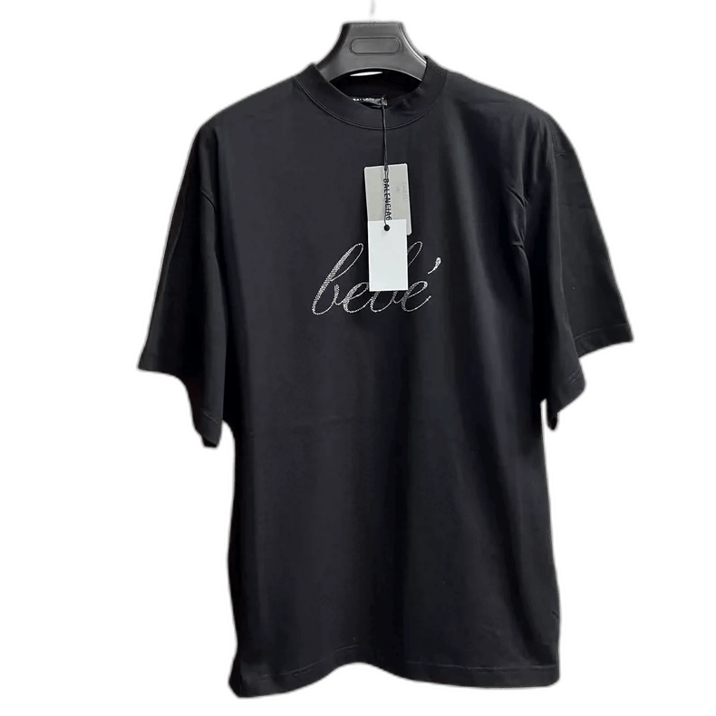 Balenciaga Balenciaga Black Sequin Logo TShirt-2505 Size US S / EU 44-46 / 1 - 1 Thumbnail