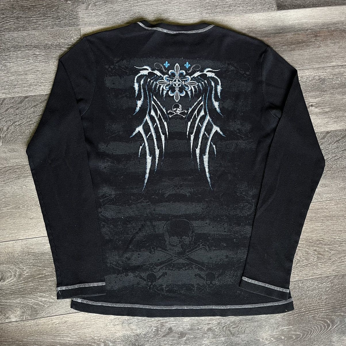 Affliction Vintage 2000s Salvation Cross Wings Thermal Longsleeve Tee Size US M / EU 48-50 / 2 - 2 Thumbnail