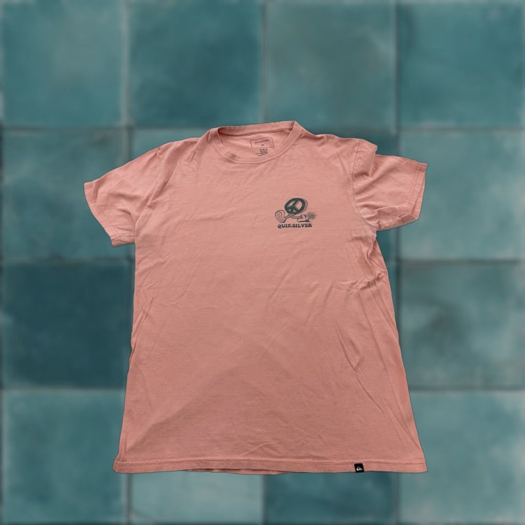 Quiksilver Quiksilver Shirt Mens Medium Peach Short Sleeve Peace Crew Neck T-Shirt Worldwide Positive Vibes USA Size US M / EU 48-50 / 2 - 1 Thumbnail