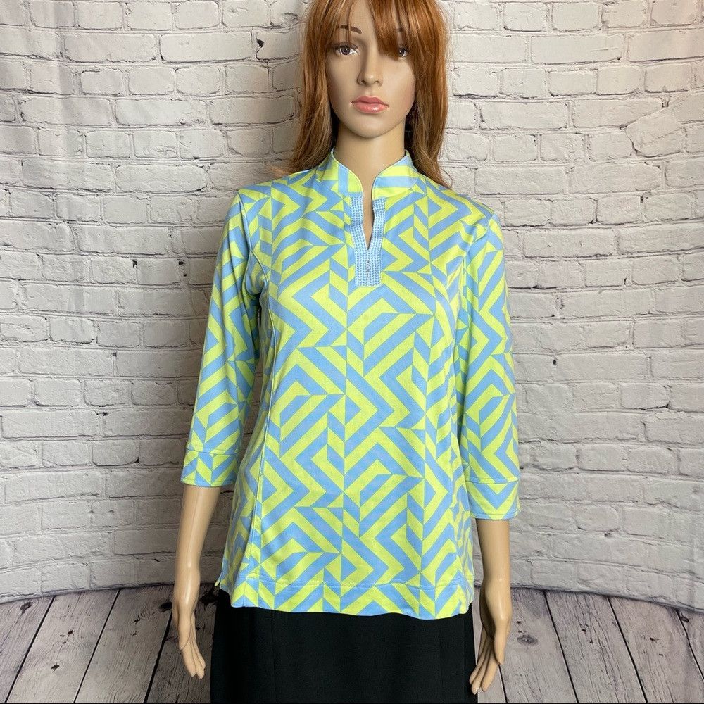 Other Sport Haley Golf Chevron Blue Yellow Shirt Size S Size S / US 4 / IT 40 - 1 Thumbnail