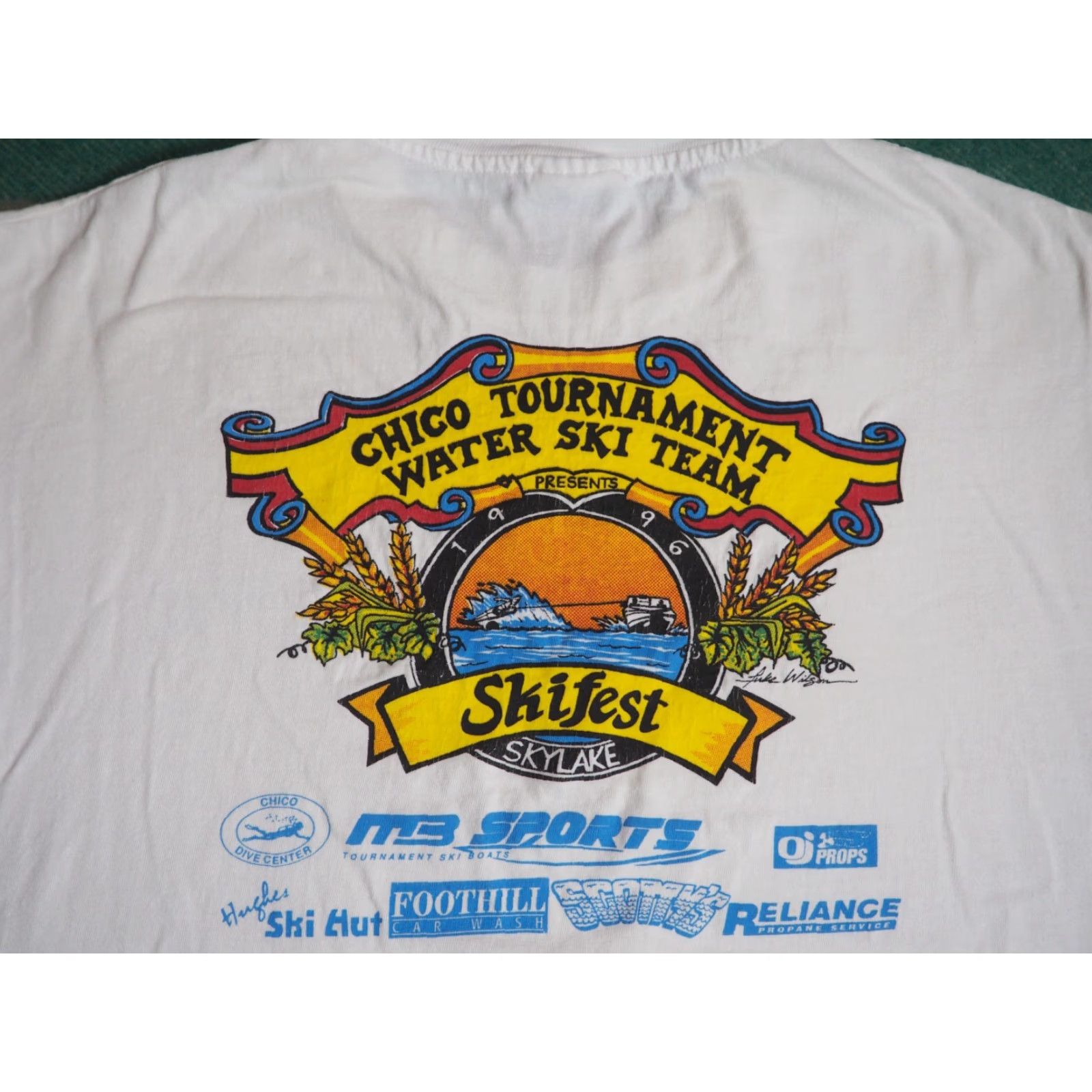 Hanes VTG 90s Hanes Chico CA Waterski Team Tournament 1996 USA White Tee T-Shirt L Mens Size US L / EU 52-54 / 3 - 3 Thumbnail