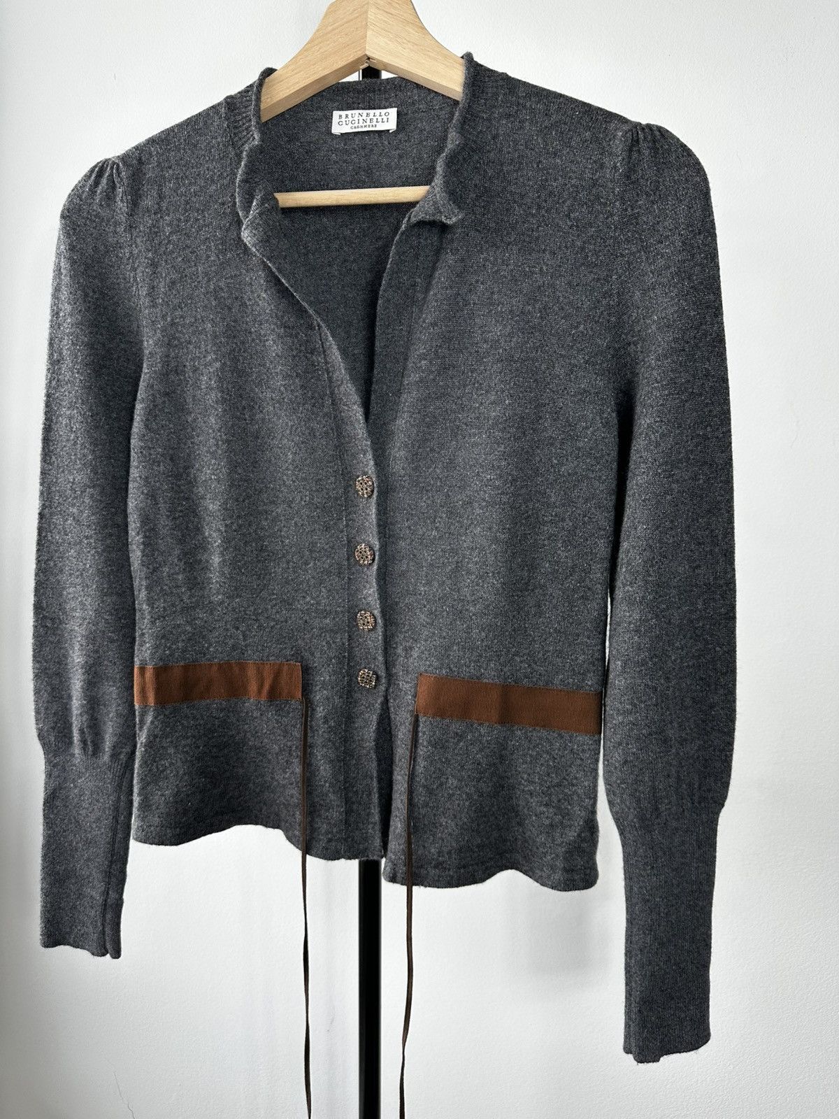 Brunello Cucinelli Brunello Cucinelli 100% Cashmere Cardigan – Gray Knitwear Size M / US 6-8 / IT 42-44 - 3 Thumbnail