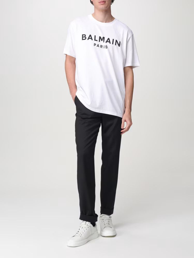 Balmain o1y0426 Logo Crewneck T-Shirt in White Size US L / EU 52-54 / 3 - 2 Thumbnail