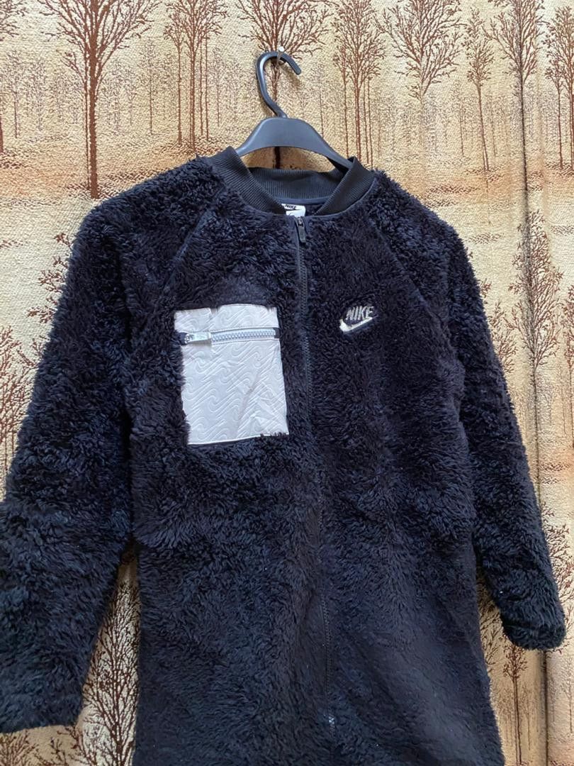 Japanese Brand Nike Girls Faux Fur Winterized Jacket Zip Front Black Size S / US 4 / IT 40 - 2 Thumbnail