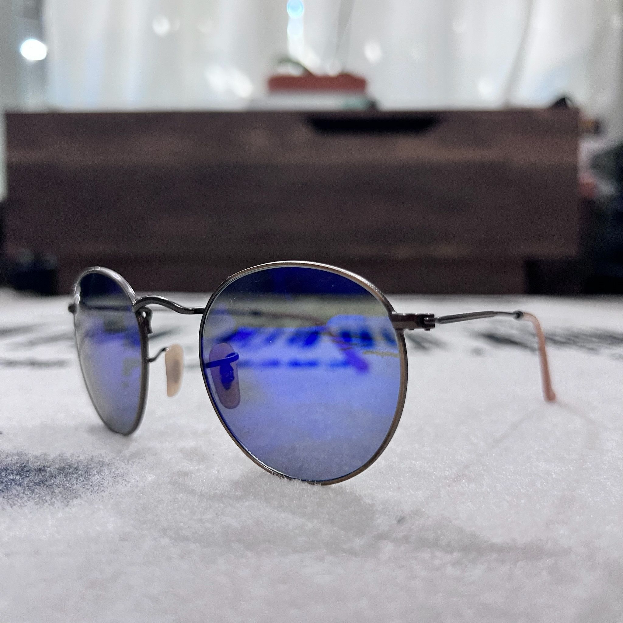 RayBan RayBan Round Flash Lenses Gunmetal Frame RB3447 Sunglasses Size ONE SIZE - 3 Thumbnail