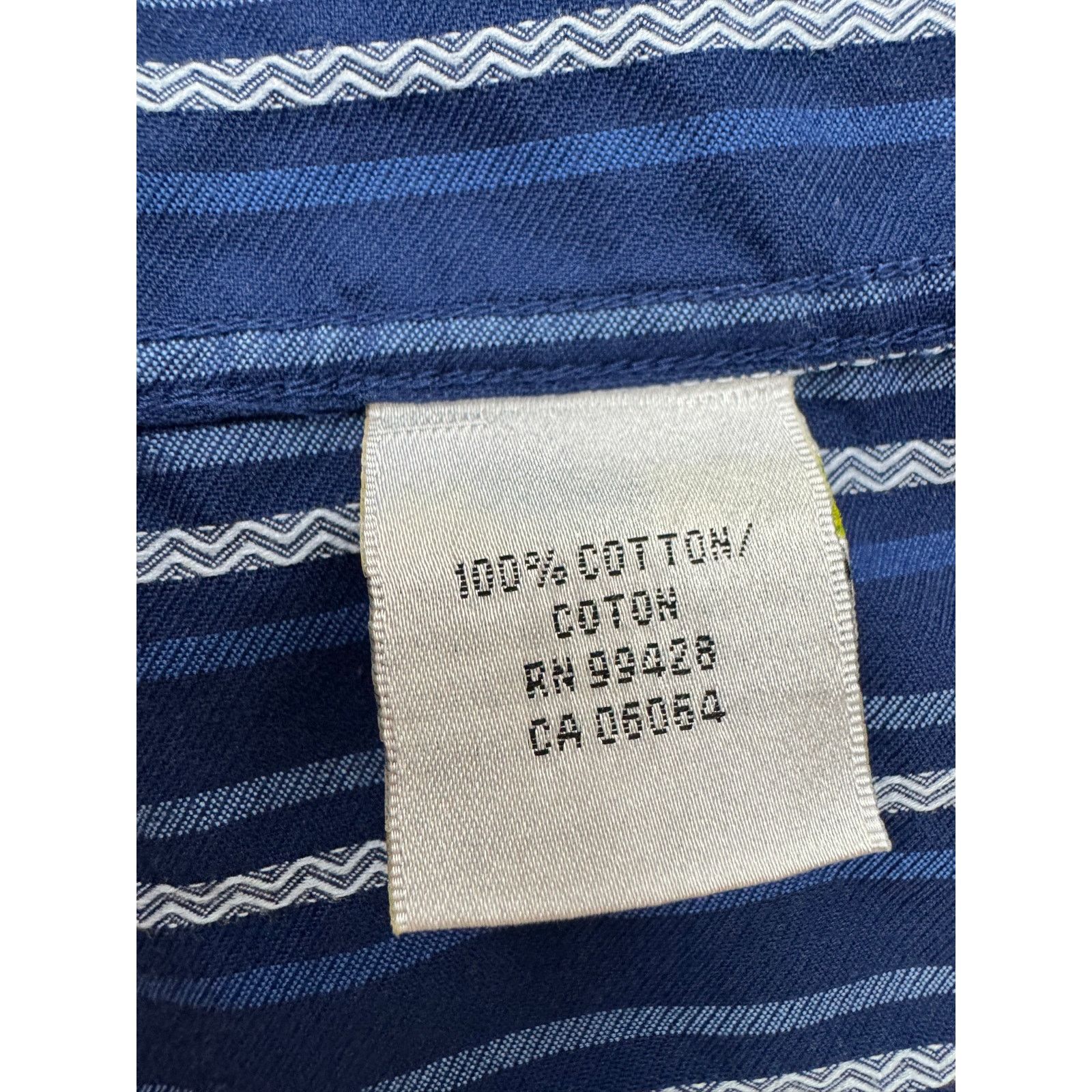 BUGATCHI Bugatchi Uomo Dress Shirt Button Stripes Blue - Men's Large Size US L / EU 52-54 / 3 - 9 Thumbnail