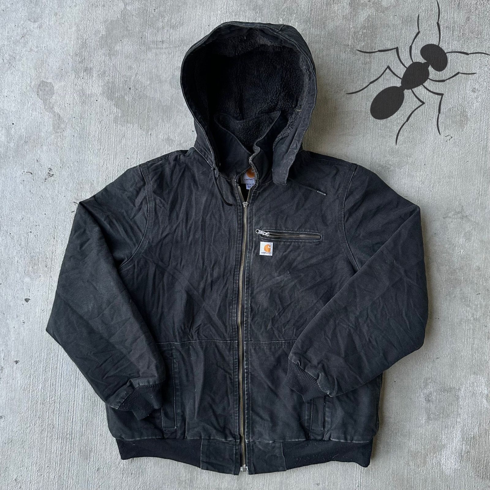 Vintage Y2K Carhartt WOMENS black Sherpa lined work jacket