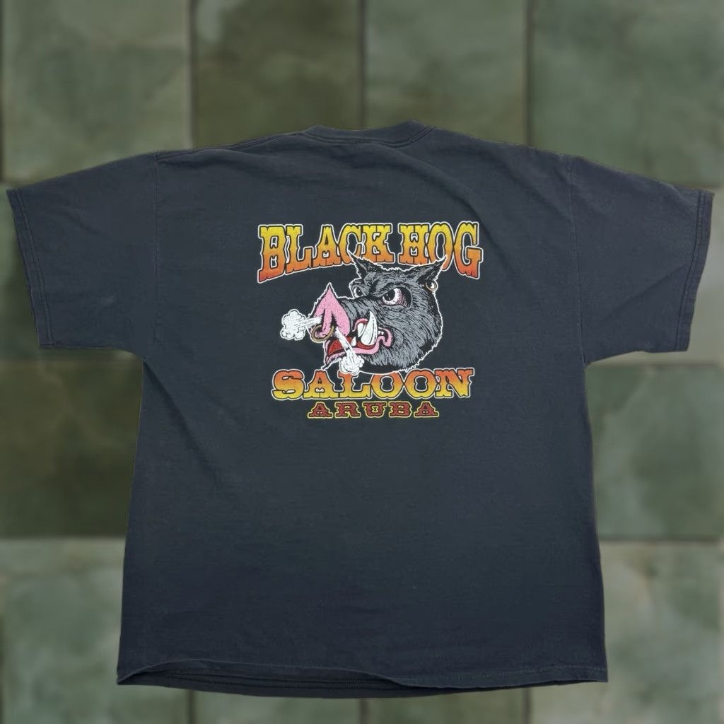 Delta VINTAGE Delta Hog Saloon T Shirt Adult XL Black Biker Grunge Punk Bar Y2K Mens XLarge Short Sleeve Crew Neck Vintage 1990s 2000s Size US XL / EU 56 / 4 - 1 Thumbnail