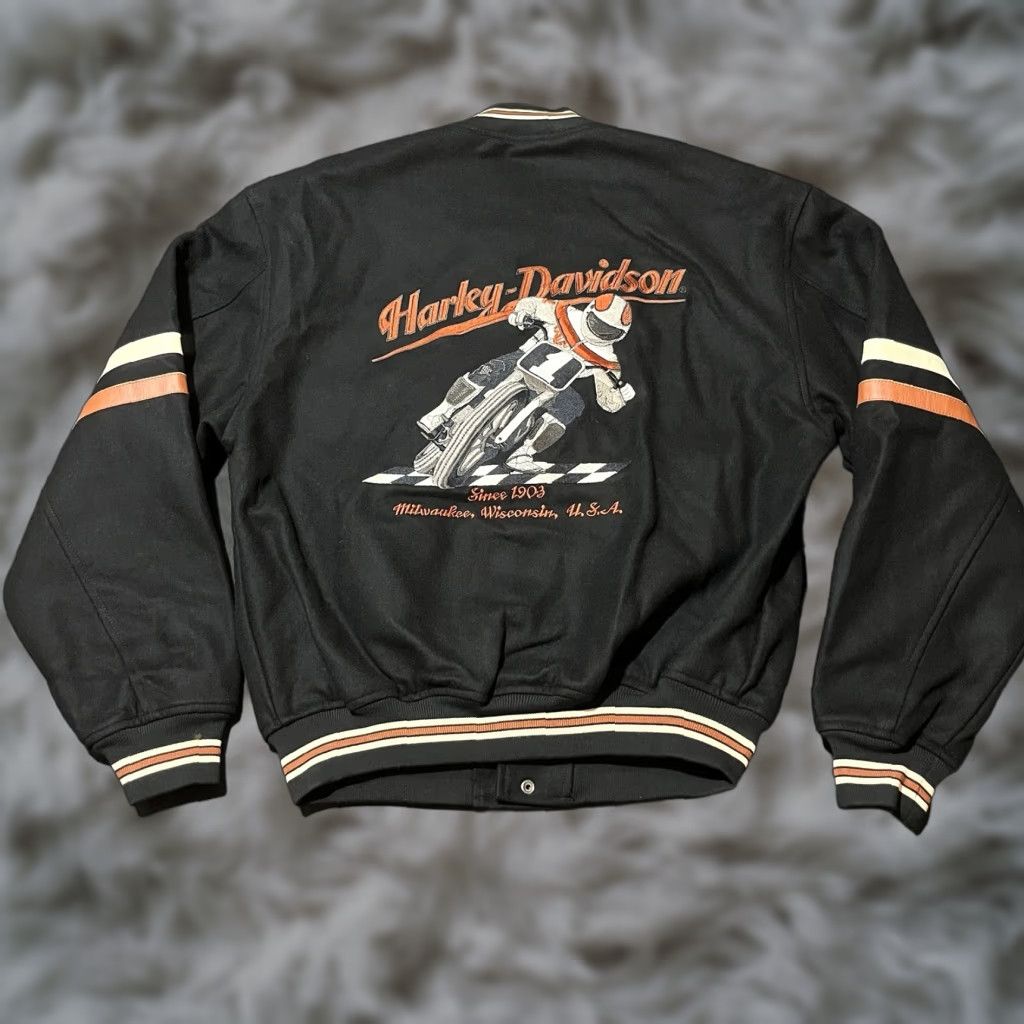 Harley Davidson Vintage Harley-Davidson Motorcycle Racing Jacket Wool ...
