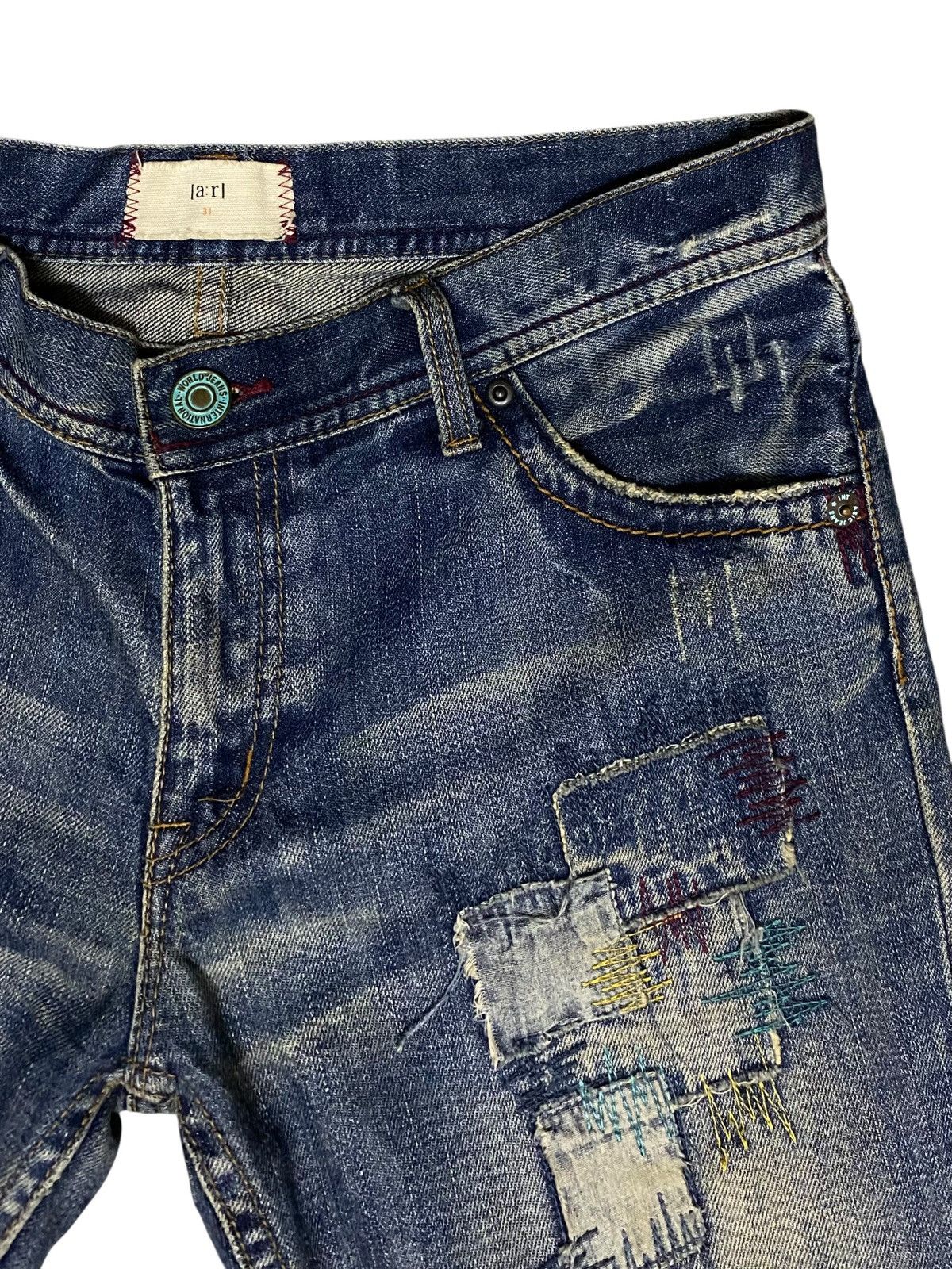 14th Addiction Very Rare Vintage Brand La:Rl Flared Patchwork Jeans 2000s Size US 31 - 4 Thumbnail