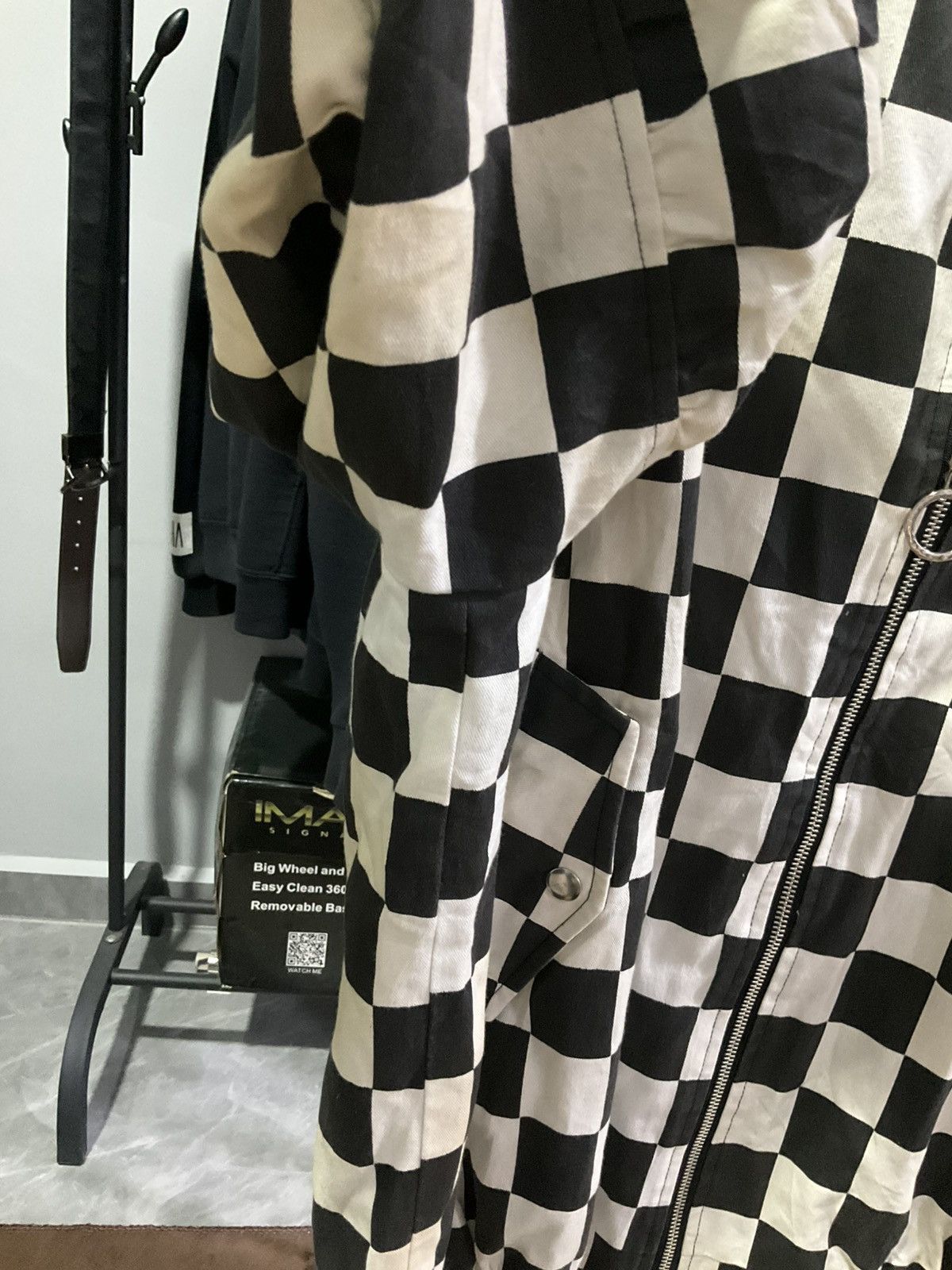 Art Comes First Black and White Checkered Mens Bomber Jacket Casper John Size US XXL / EU 58 / 5 - 6 Thumbnail