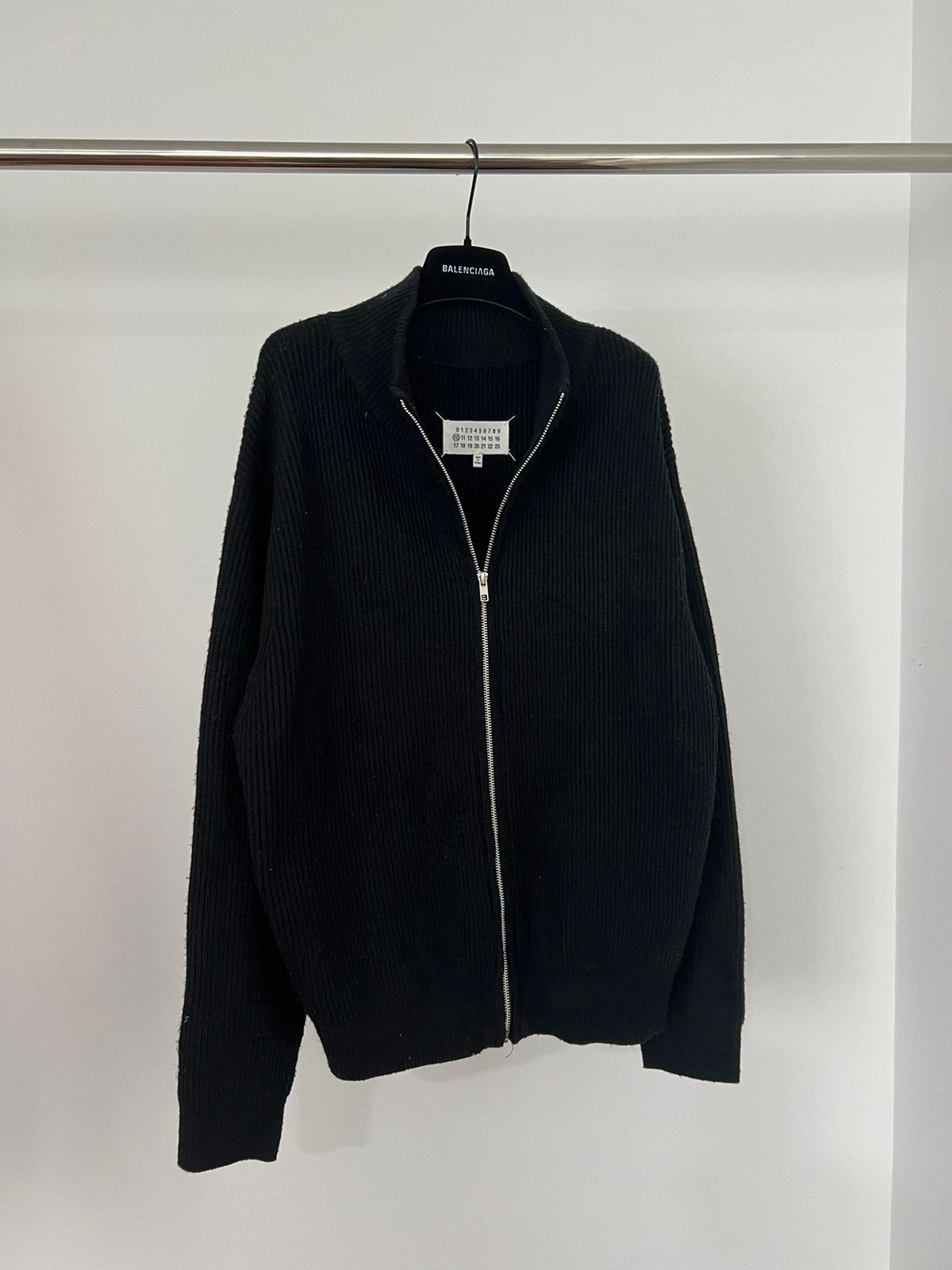 Pre-owned Maison Margiela Drivers Knit Heavyweight Ribbed Jacket In Black