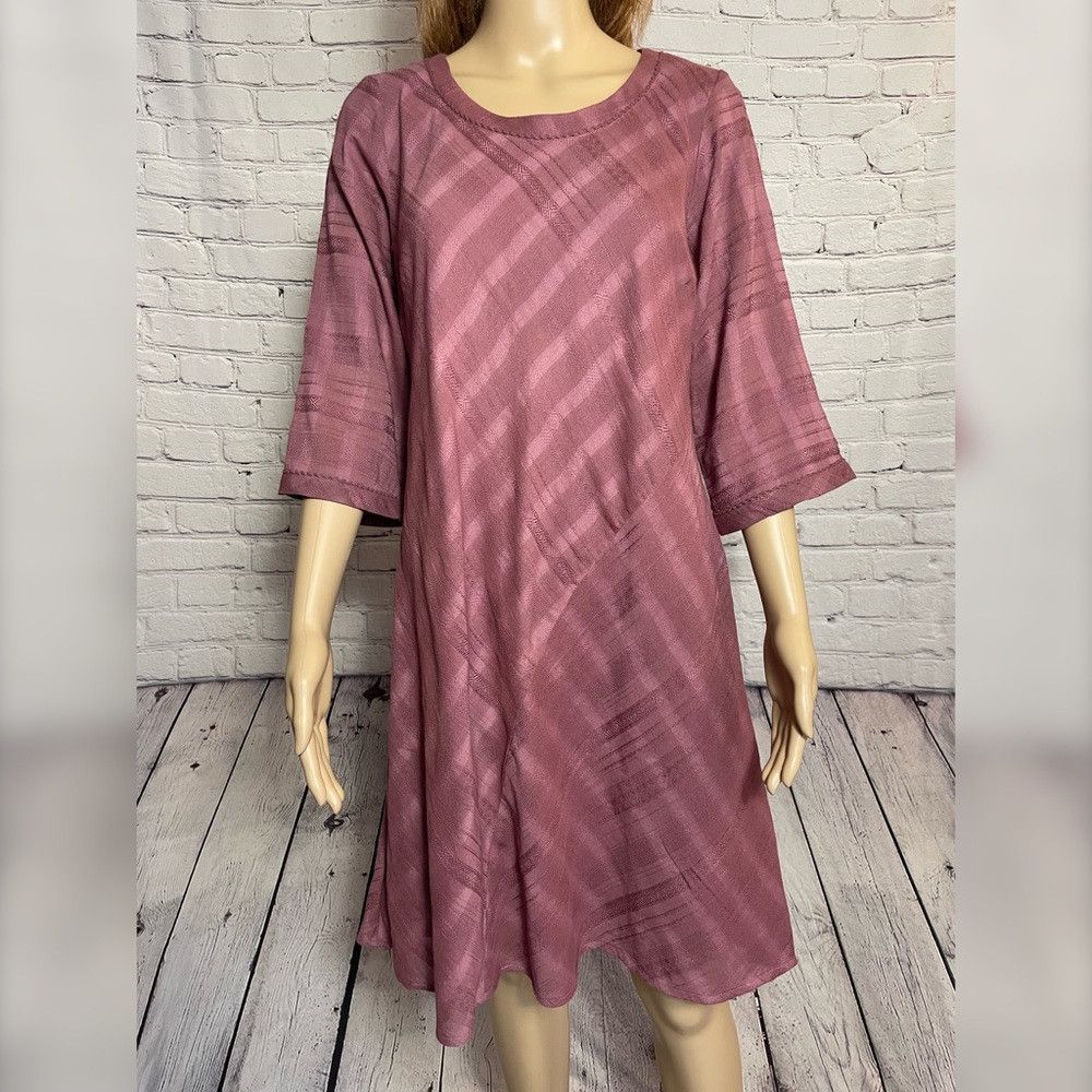 Other New Soft Surroundings 3/4 Sleeve Mauve Cotton Dress Size S Size S / US 4 / IT 40 - 9 Thumbnail