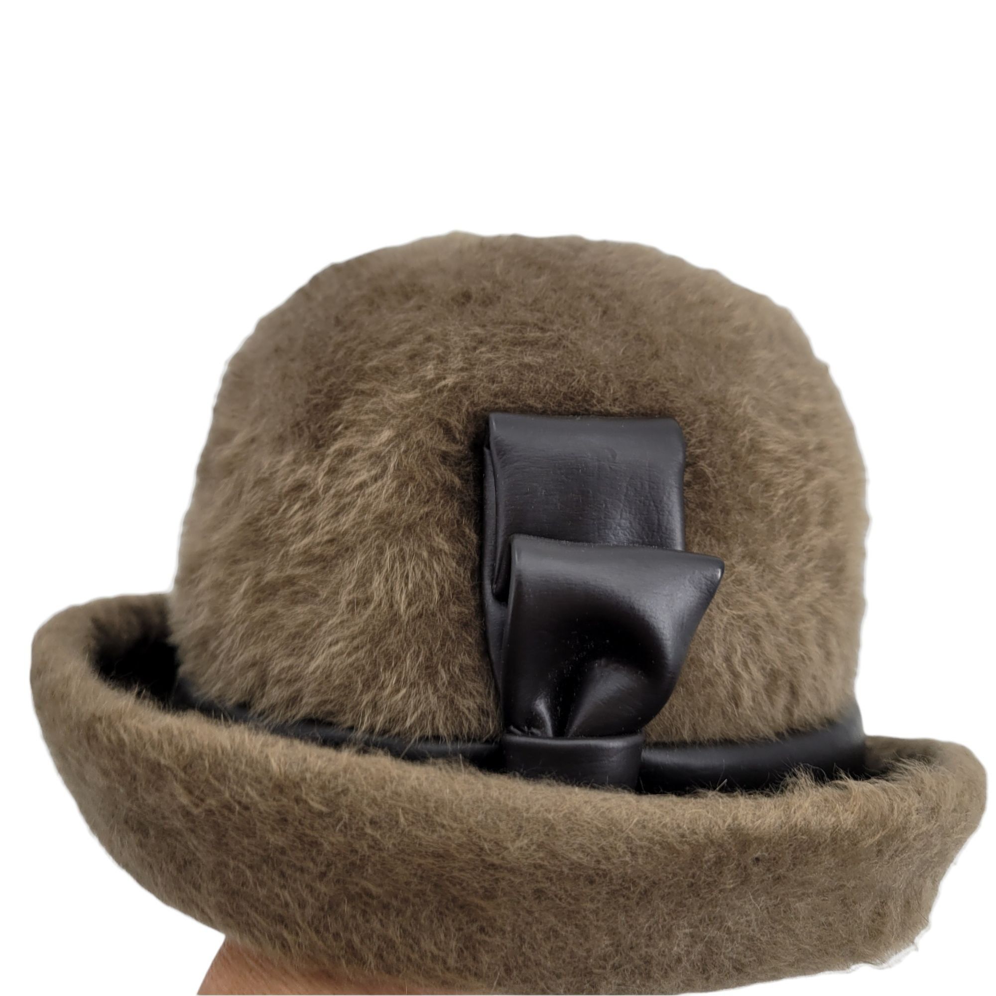 Vintage 60's Mr. John Sophisticate Mystere Brown Fuzzy Cloche Hat Fa Size ONE SIZE - 9 Thumbnail