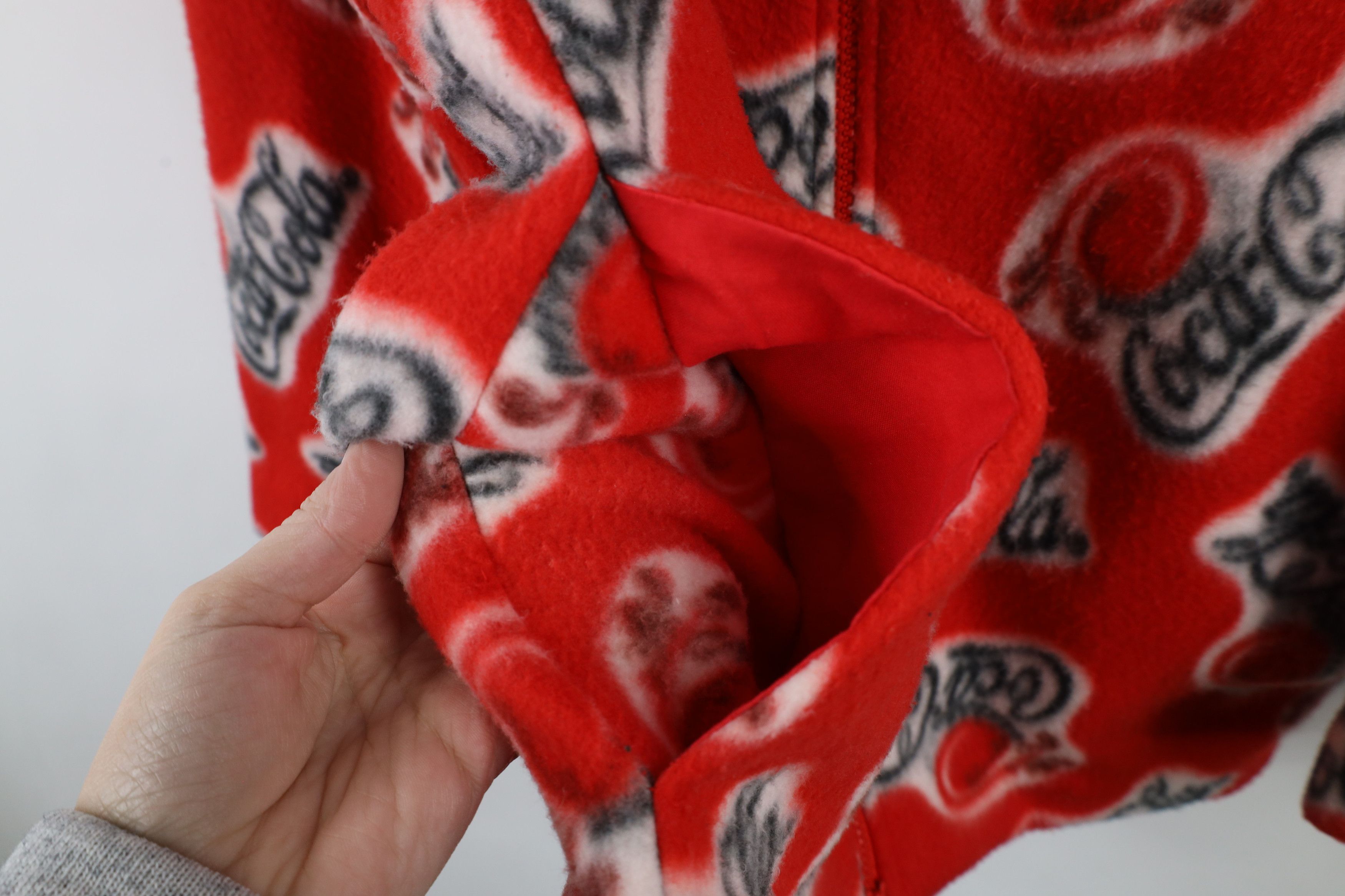 Vintage Vintage 90s Coca Cola Over Print Full Zip Fleece Jacket Red Size XXL / US 16-18 / IT 52-54 - 7 Thumbnail
