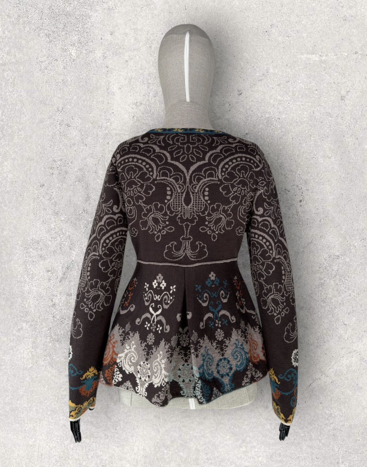 Other IVKO Jacquard Cardigan Pleated Back Multicolor Wool Knit Size S / US 4 / IT 40 - 3 Thumbnail