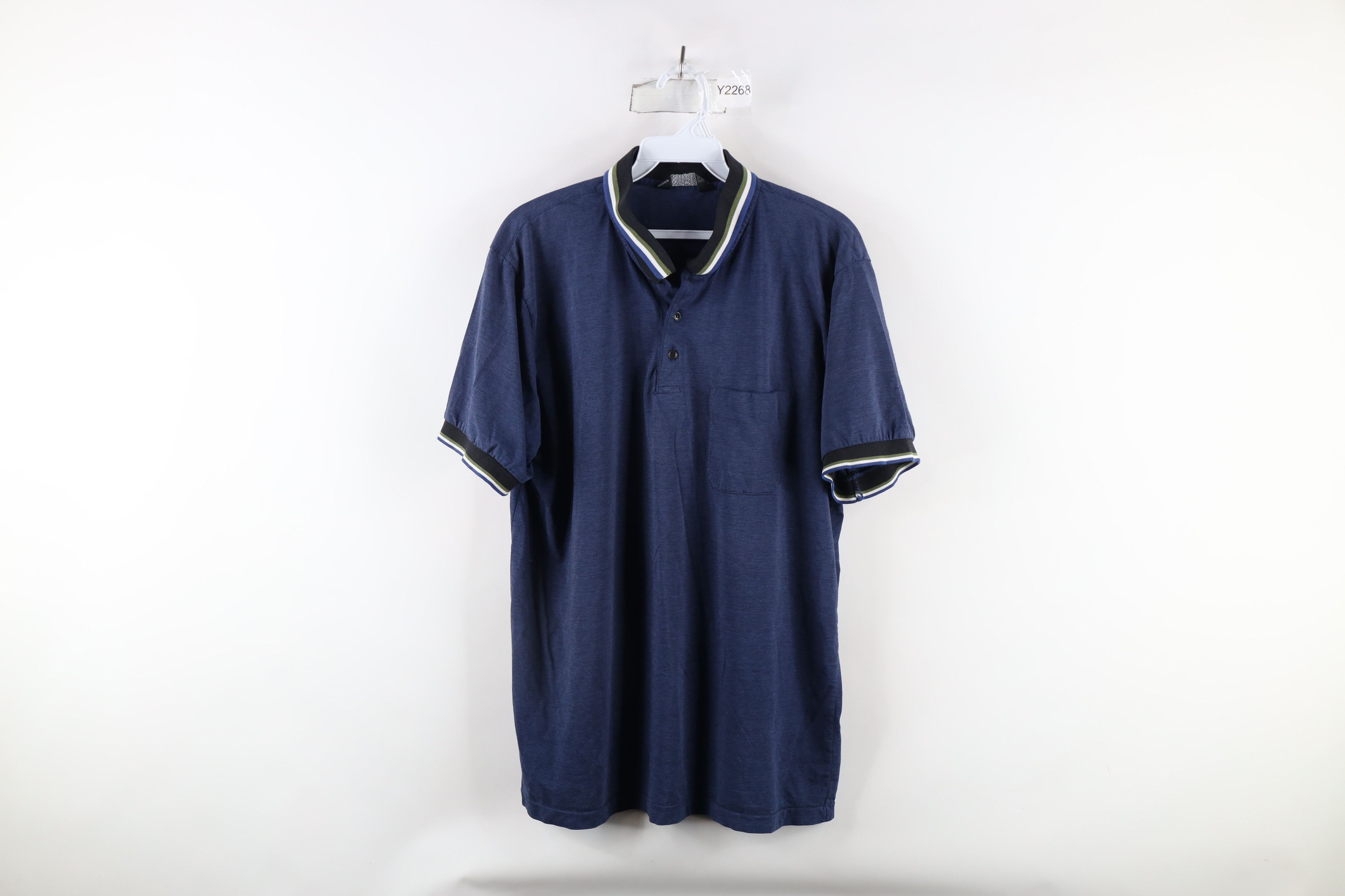 Vintage Vintage 90s Streetwear Collared Pocket Polo Shirt Blue Size US XL / EU 56 / 4 - 1 Thumbnail