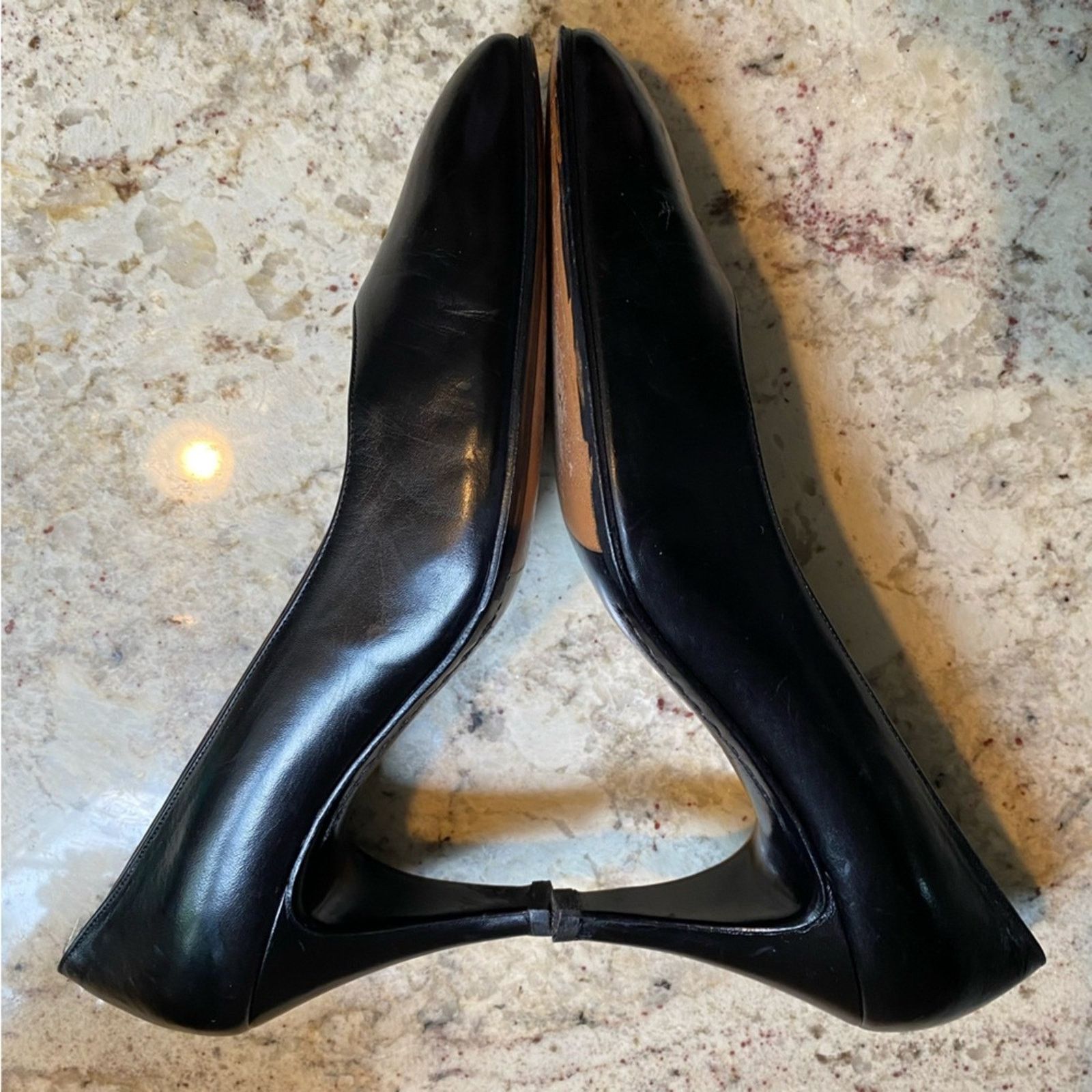 Helene Arpels Park Avenue Black Leather Pumps Italy 9.5 AA