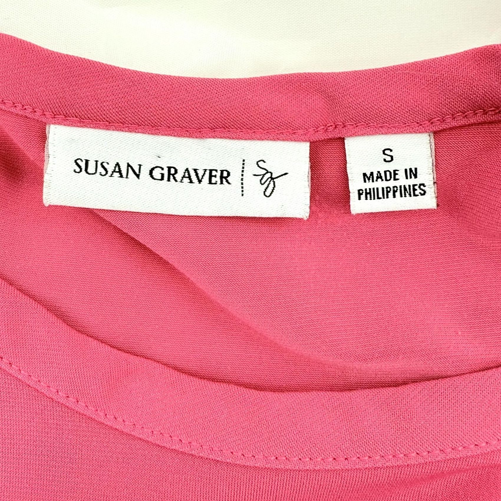 Vintage Susan Graver Shirt Womens Small Pink Stretch Crewneck Lattice Sleeve Top A224317 Size S / US 4 / IT 40 - 5 Thumbnail