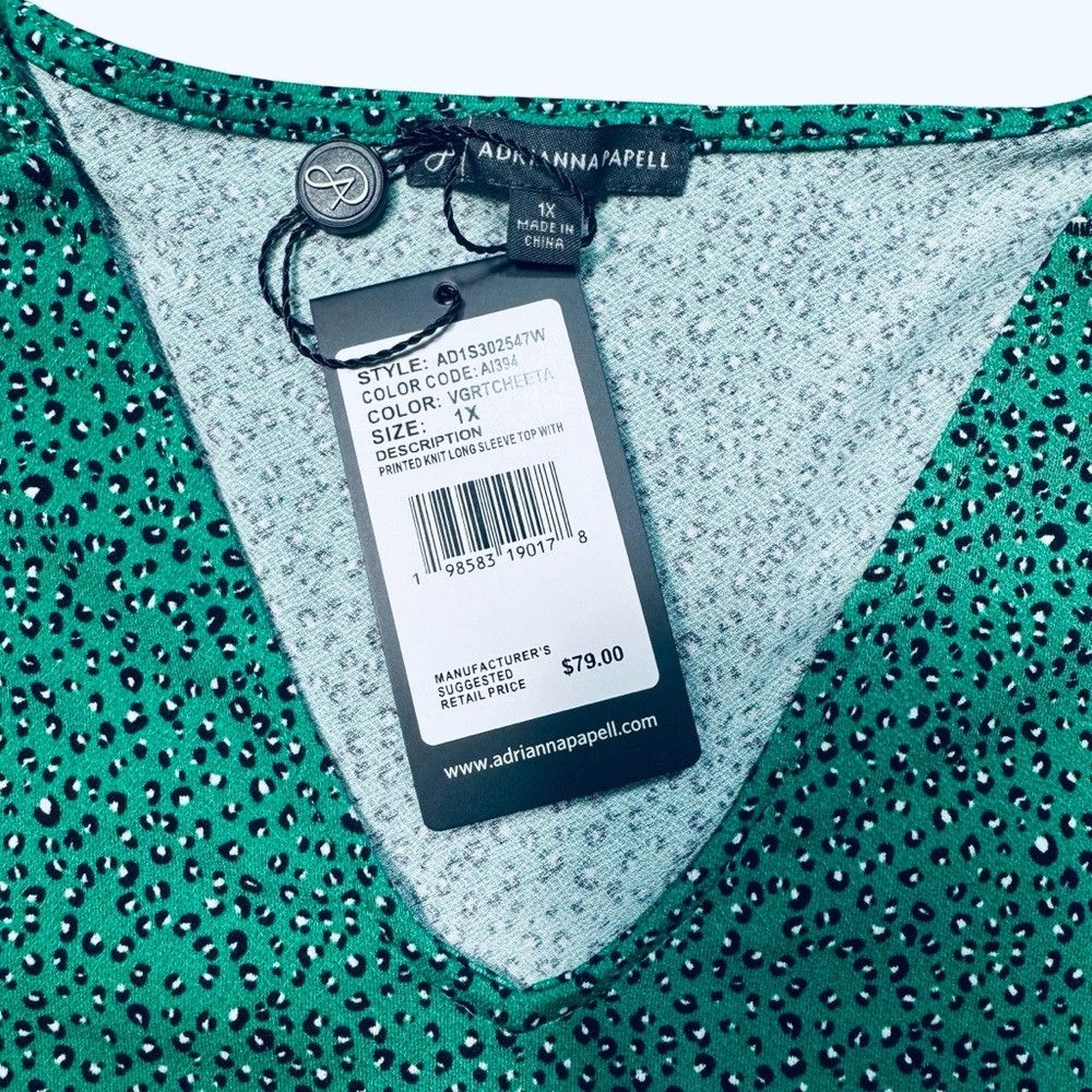 Adrianna Papell NWT New $79 Adrianna Papell Green Cheetah Print Long Sleeve Size XL / US 12-14 / IT 48-50 - 7 Thumbnail