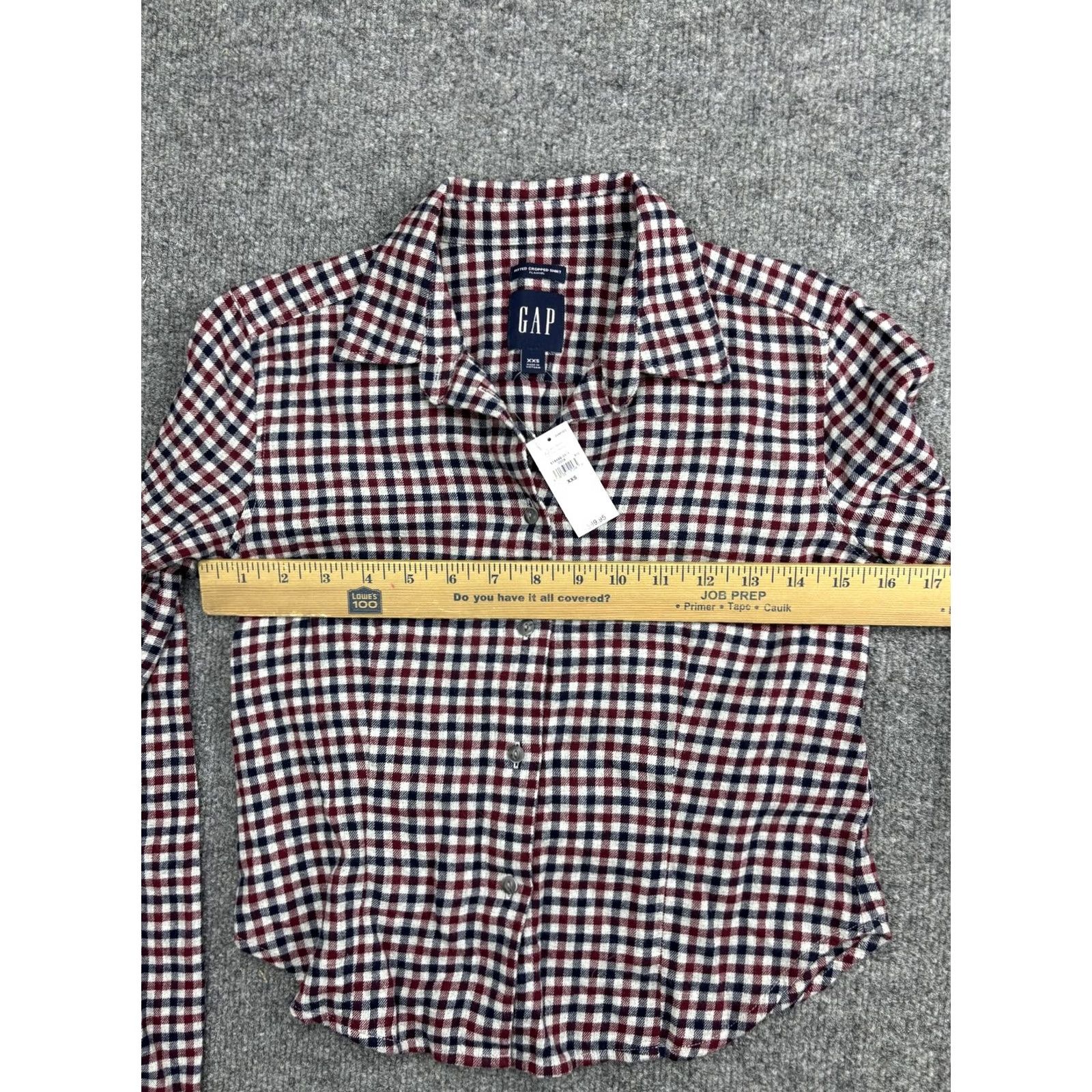 Gap Gap Shirt Womens XXS Red Plaid Cropped Flannel Button Front Top Size XXS / US 00 / IT 34 - 3 Thumbnail