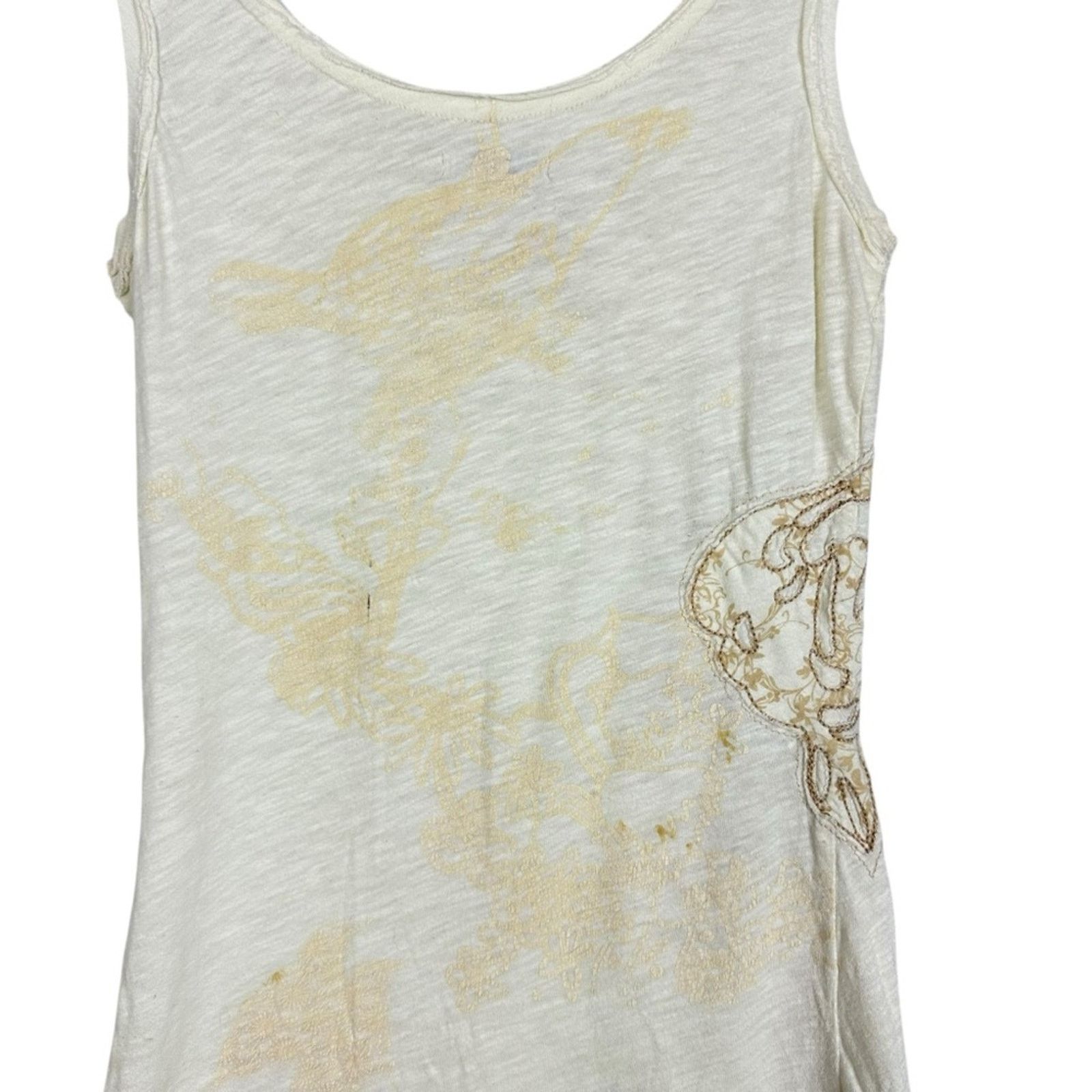 Miss Me Y2K Miss Me Embroidered Vintage Distressed Cream Tank Small Size S / US 4 / IT 40 - 4 Thumbnail