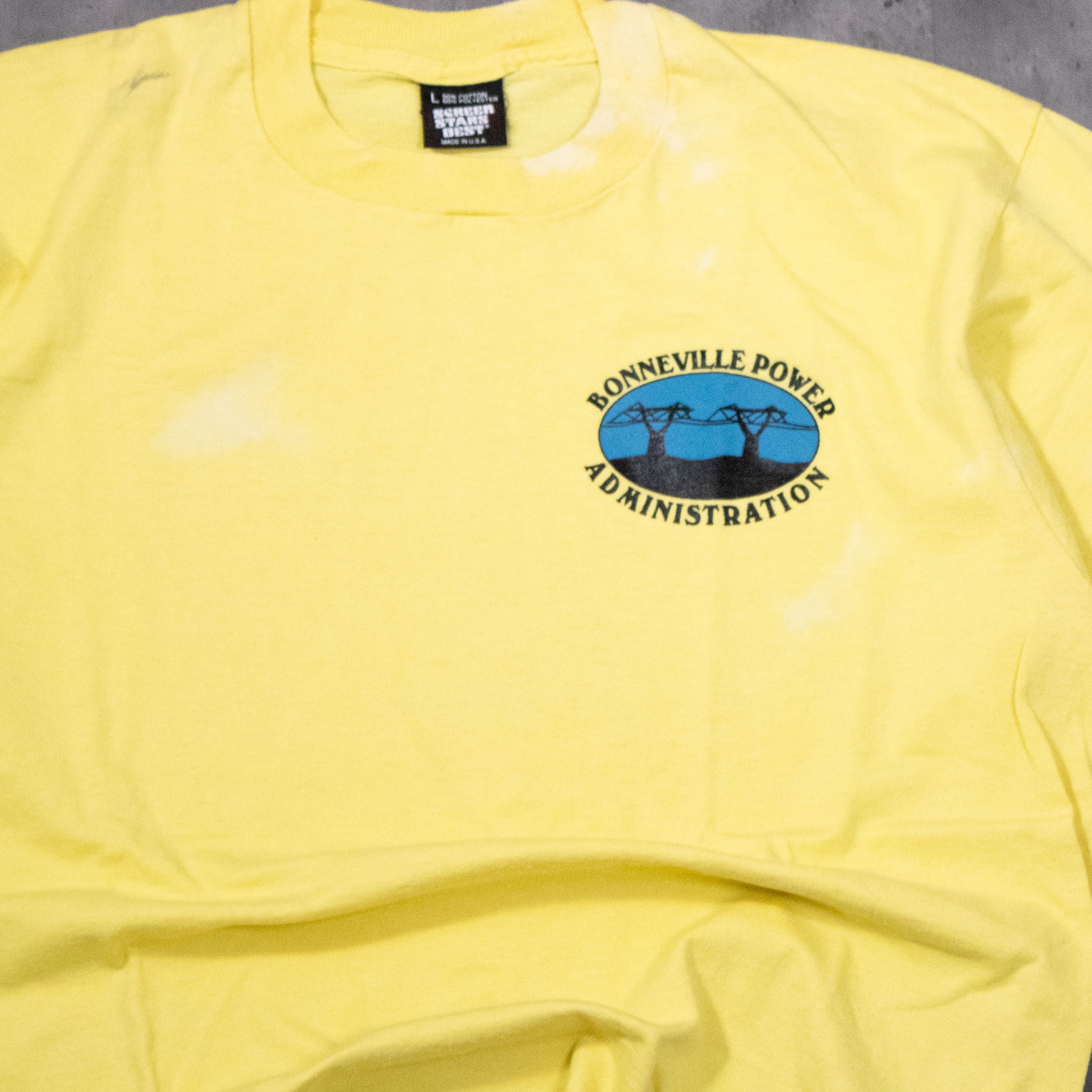 Vintage Vintage 1990’s Bonneville Power Single Stitch Yellow Tee Size US L / EU 52-54 / 3 - 4 Thumbnail