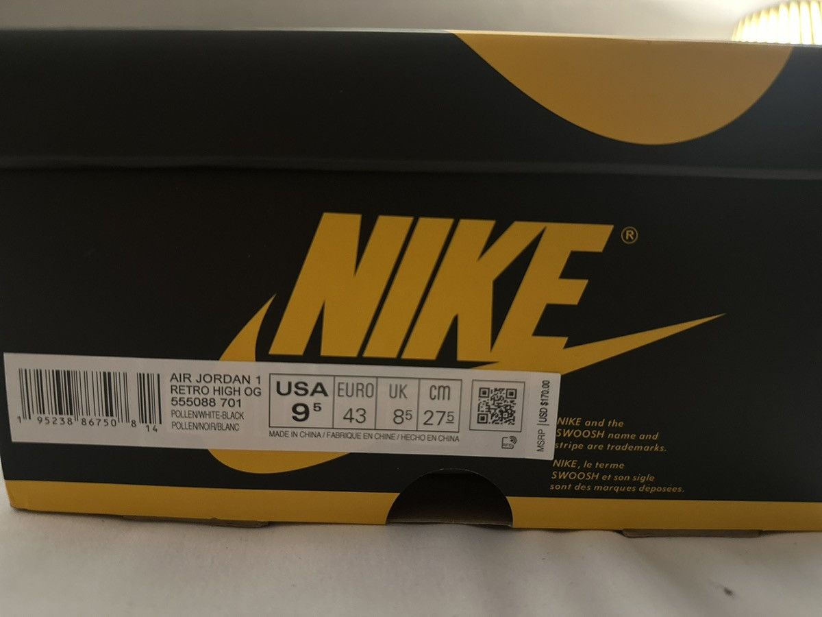 Jordan Brand Nike Air Jordan 1 Retro High OG Pollen Size 9.5 (555088-701) Size US 9.5 / EU 42-43 - 8 Thumbnail