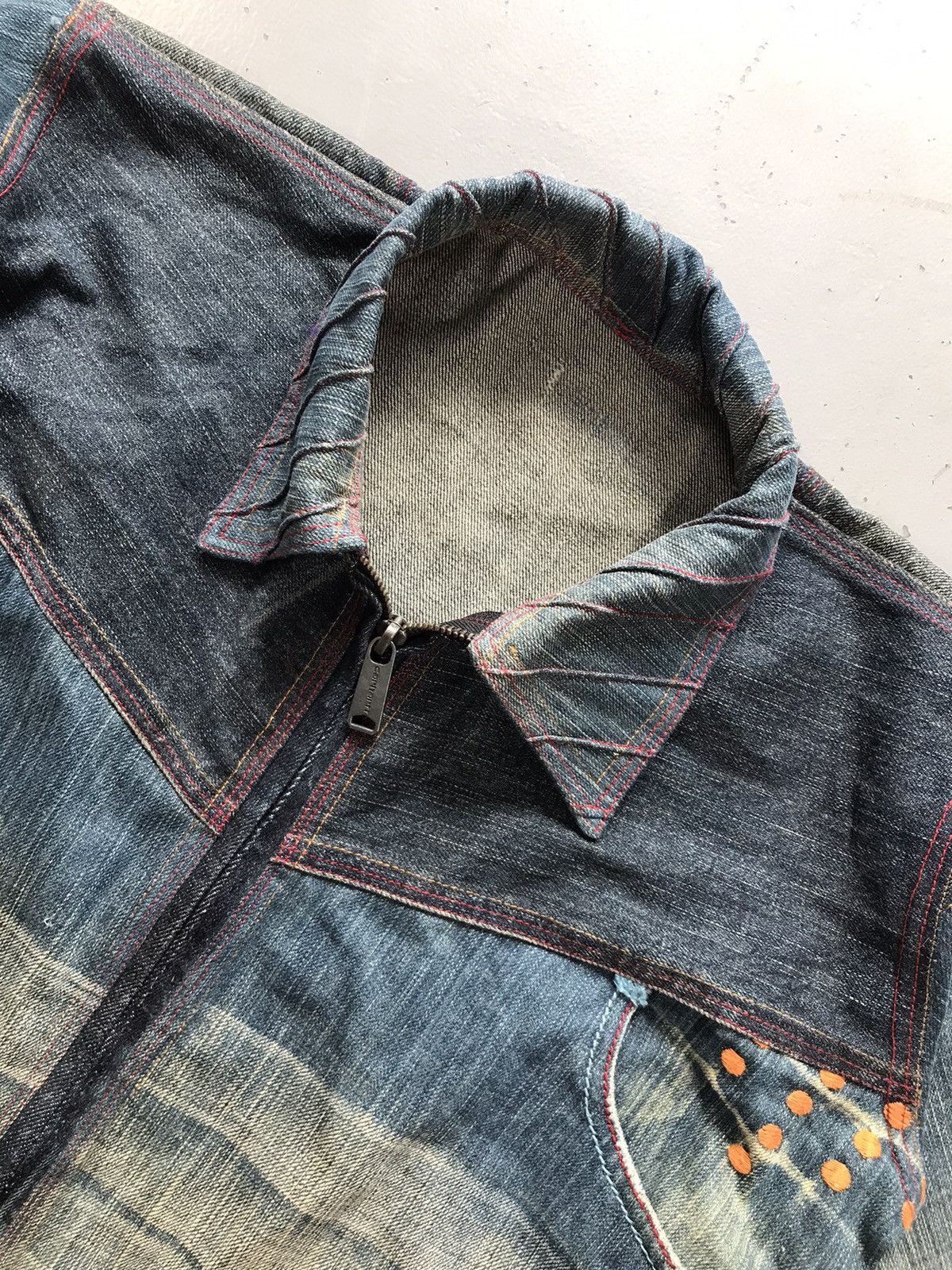Designer × Vintage Vintage custom crazy patterns embroidered denim jacket Size US XXS / EU 40 - 6 Thumbnail