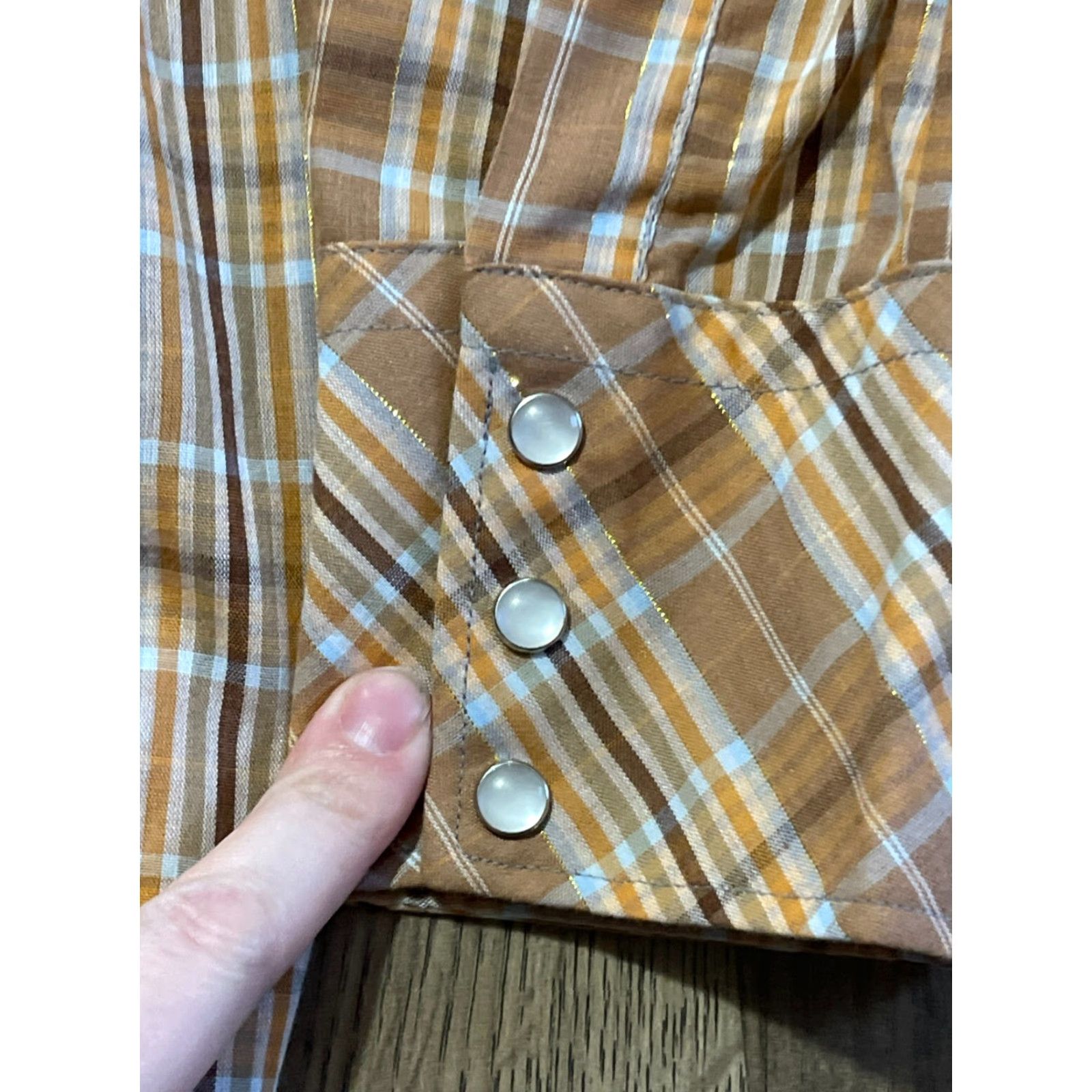 Vintage Miller Shirt Men's Size 16-35 Orange Brown Plaid Western Button Up Shirt, Casual, Regular Fit, Long Sleeve, Collared, Fall Spring Summer, Mens Size XXL / US 16-18 / IT 52-54 - 5 Thumbnail