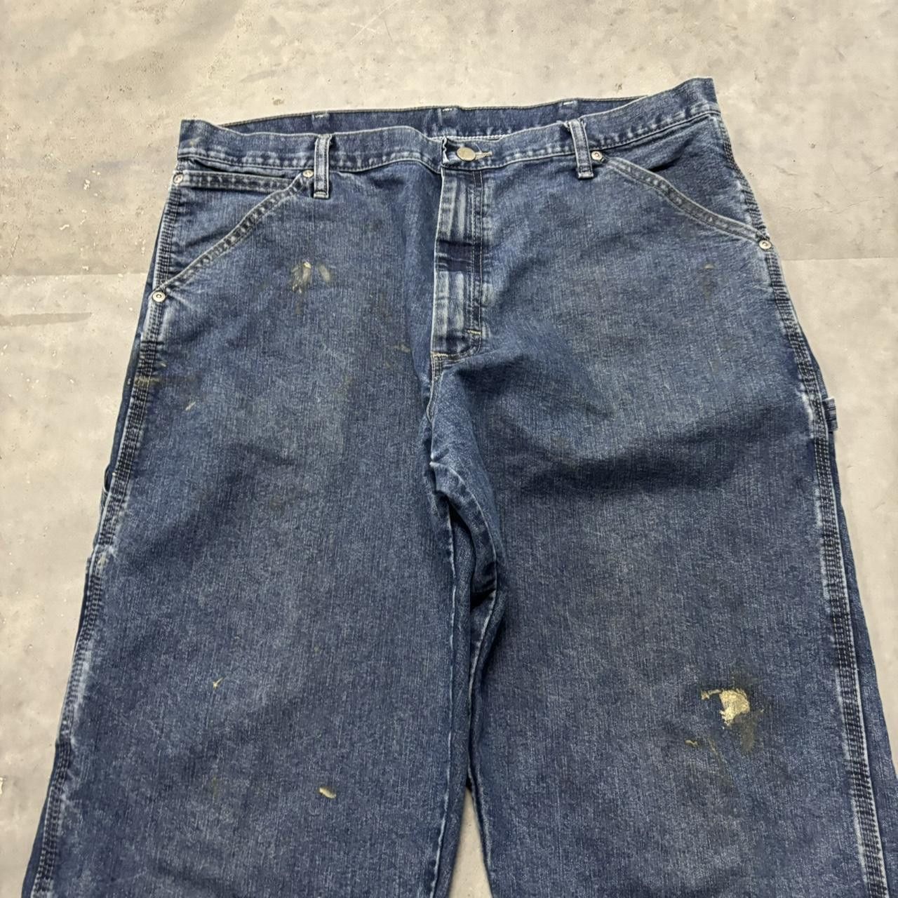 Japanese Brand × Vintage Crazy Vintage Y2K/2000s Baggy Grunge Dark Wash Carpenter Skater Denim Jeans! Size US 38 / EU 54 - 5 Thumbnail