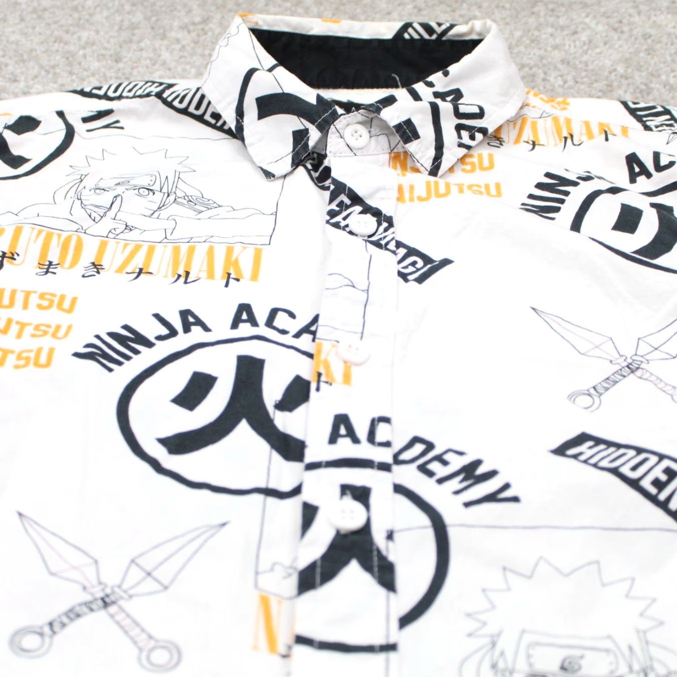 Vintage NARUTO Shippuden AOP Shirt Mens Medium White All Over Print S/S Logo Button-Up Geometric Casual Anime Mens Medium White Size US M / EU 48-50 / 2 - 4 Thumbnail