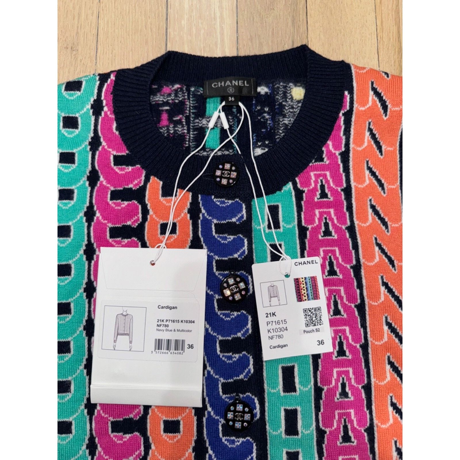 Chanel Chanel 21K Blue Rainbow Letter Logo CC Button Long Sleeve Size XS / US 0-2 / IT 36-38 - 9 Thumbnail