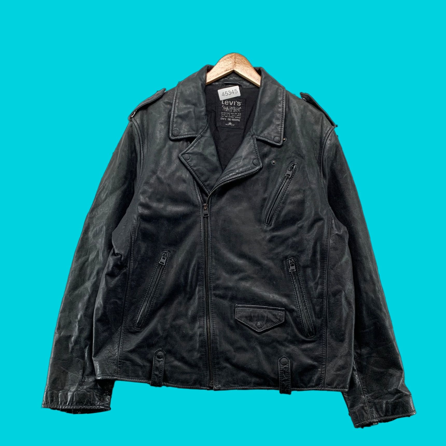 Levi's Levi's Genuine Leather Motorcycle Jacket Mens XL Black Heavyweight Moto Biker Jacket Size US XL / EU 56 / 4 - 1 Thumbnail