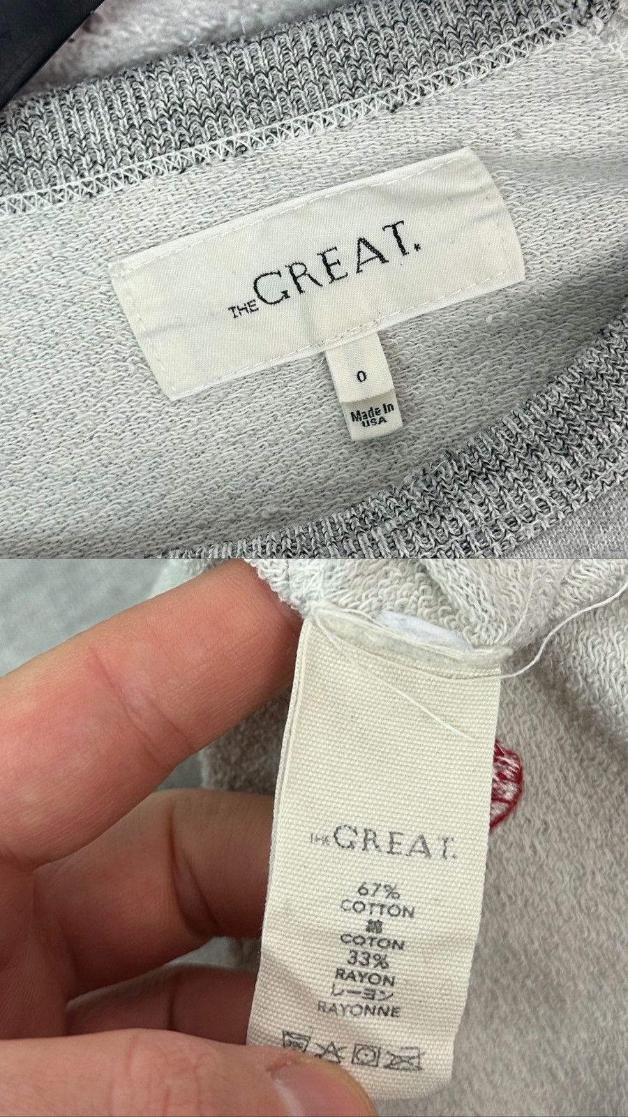 THE GREAT The Great Made in USA Apple Collage Crew Neck Grey Sweater Size M / US 6-8 / IT 42-44 - 14 Thumbnail