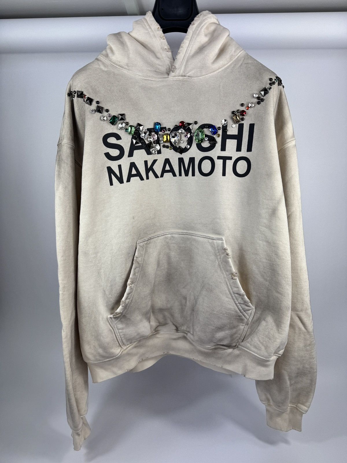 Satoshi Nakamoto Necklace Logo-Print Embellished Distressed Hoodie Size US L / EU 52-54 / 3 - 1 Thumbnail