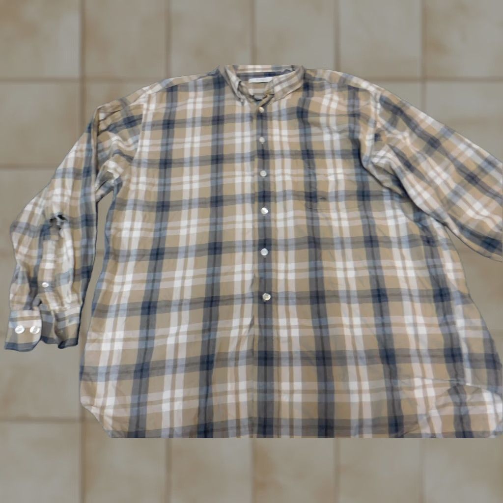 Vintage Turnbury Mens Shirt XL Beige Plaid Button-Down Collared Long Sleeve Knit Cotton Linen Button Up Easy Breathable Modern Size US XL / EU 56 / 4 - 1 Thumbnail