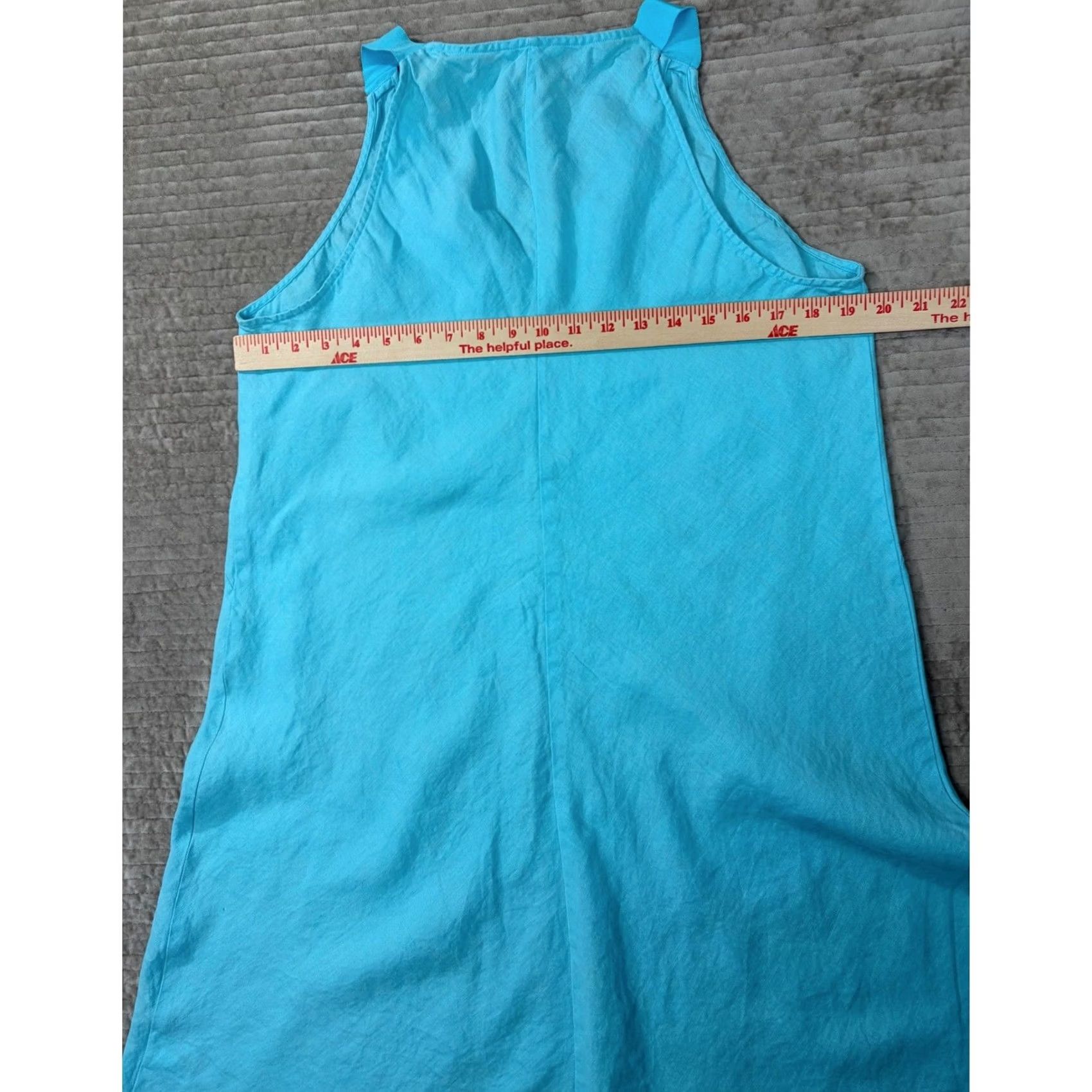 Eileen Fisher Eileen Fisher Organic Linen V-Neck Shift Dress Turquoise Blue Large Size L / US 10 / IT 46 - 6 Thumbnail