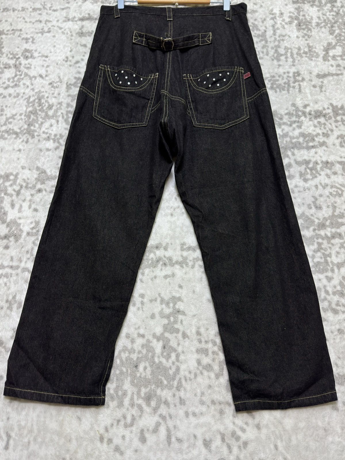 Japanese Brand Vintage Crotch Pant Kawa Okada Buckle back Embroidered Denim Size US 31 - 10 Thumbnail