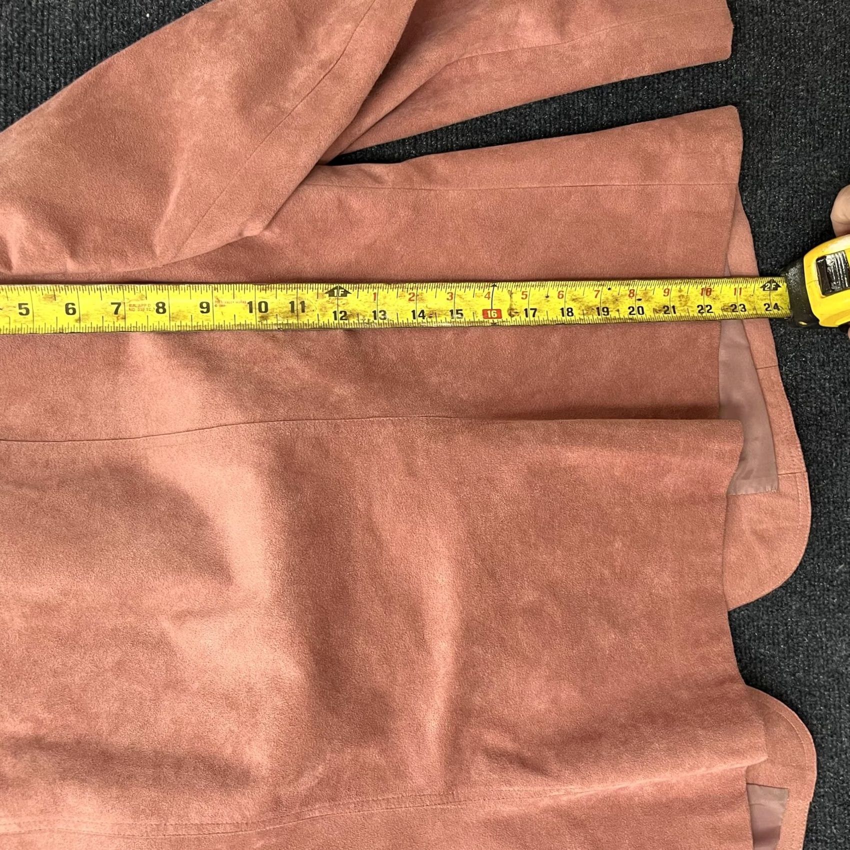 Vintage Blazer Jacket Womens Medium Pink Faux Suede Lined Notch Lapel Career Work Office Size M / US 6-8 / IT 42-44 - 4 Thumbnail