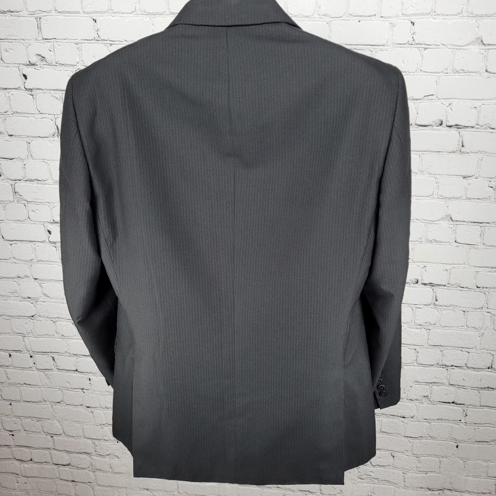Vintage J. Ferrar Black Striped Modern Fit 2 Button Peak Double Vented Blazer Size 42R Size 42R - 2 Thumbnail