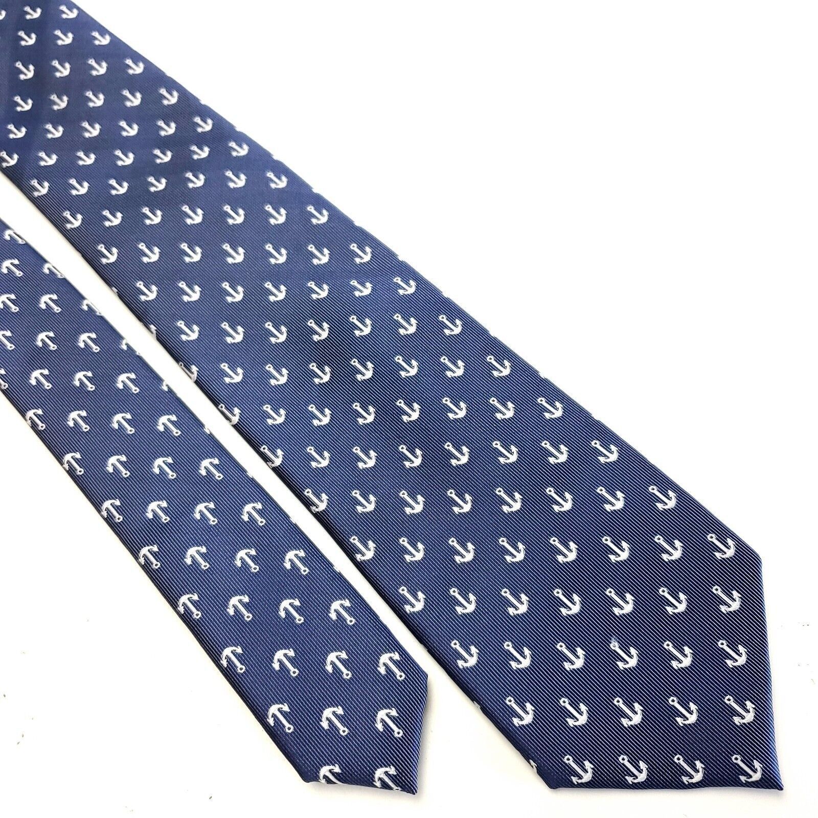 Chaps Chaps Polyester Nautical Blue Woven Short Skinny Tie Size ONE SIZE - 1 Thumbnail