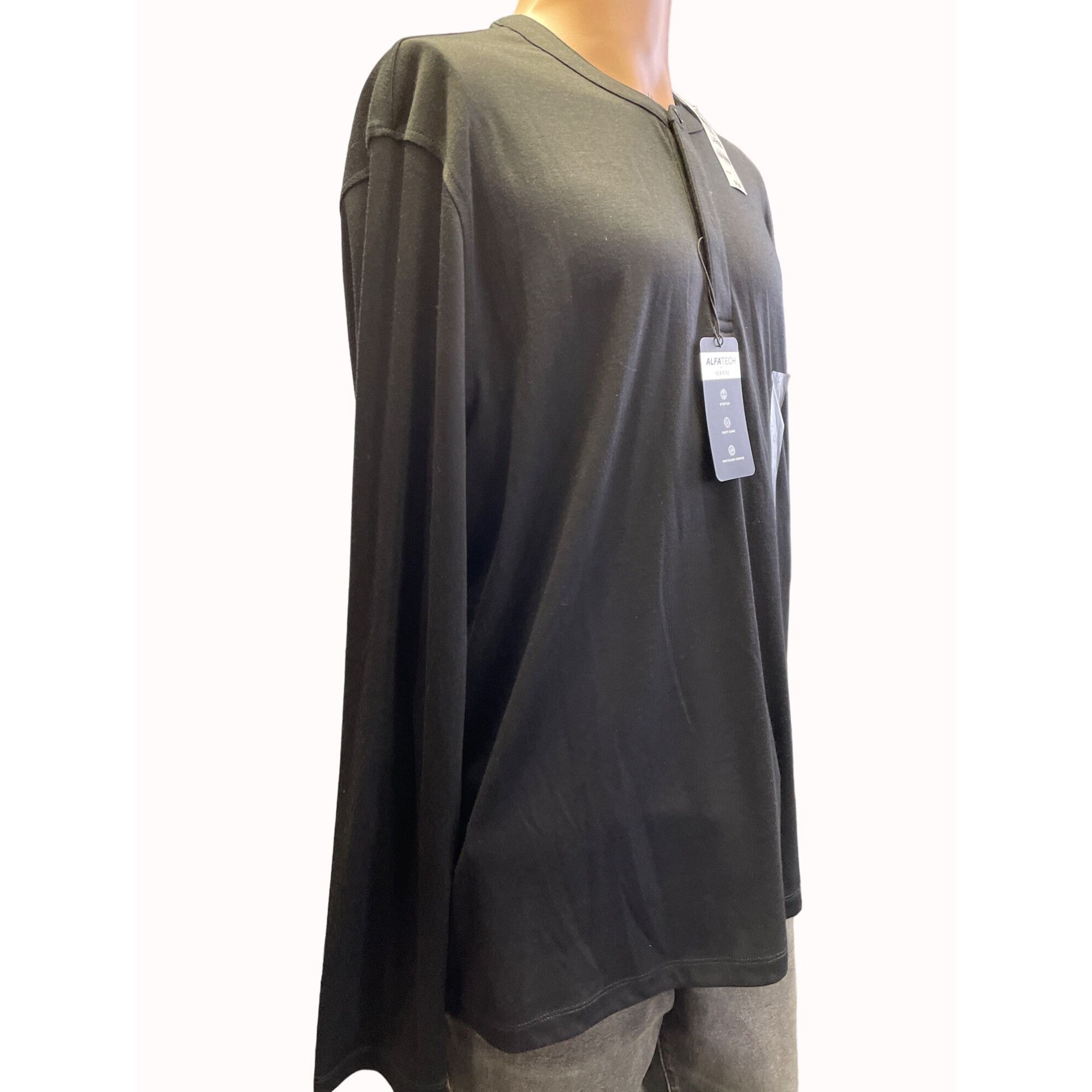 Alfani Alfani Mens Black Stretch Basic Long Sleeve Knit Shirt Size Size US L / EU 52-54 / 3 - 2 Thumbnail