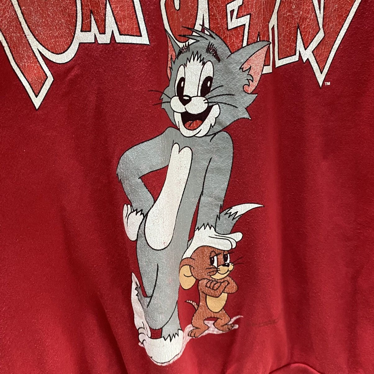 Cartoon Network × Vintage Vintage 90s Tom And Jerry Cartoon Sweatshirt Red Size US L / EU 52-54 / 3 - 6 Thumbnail