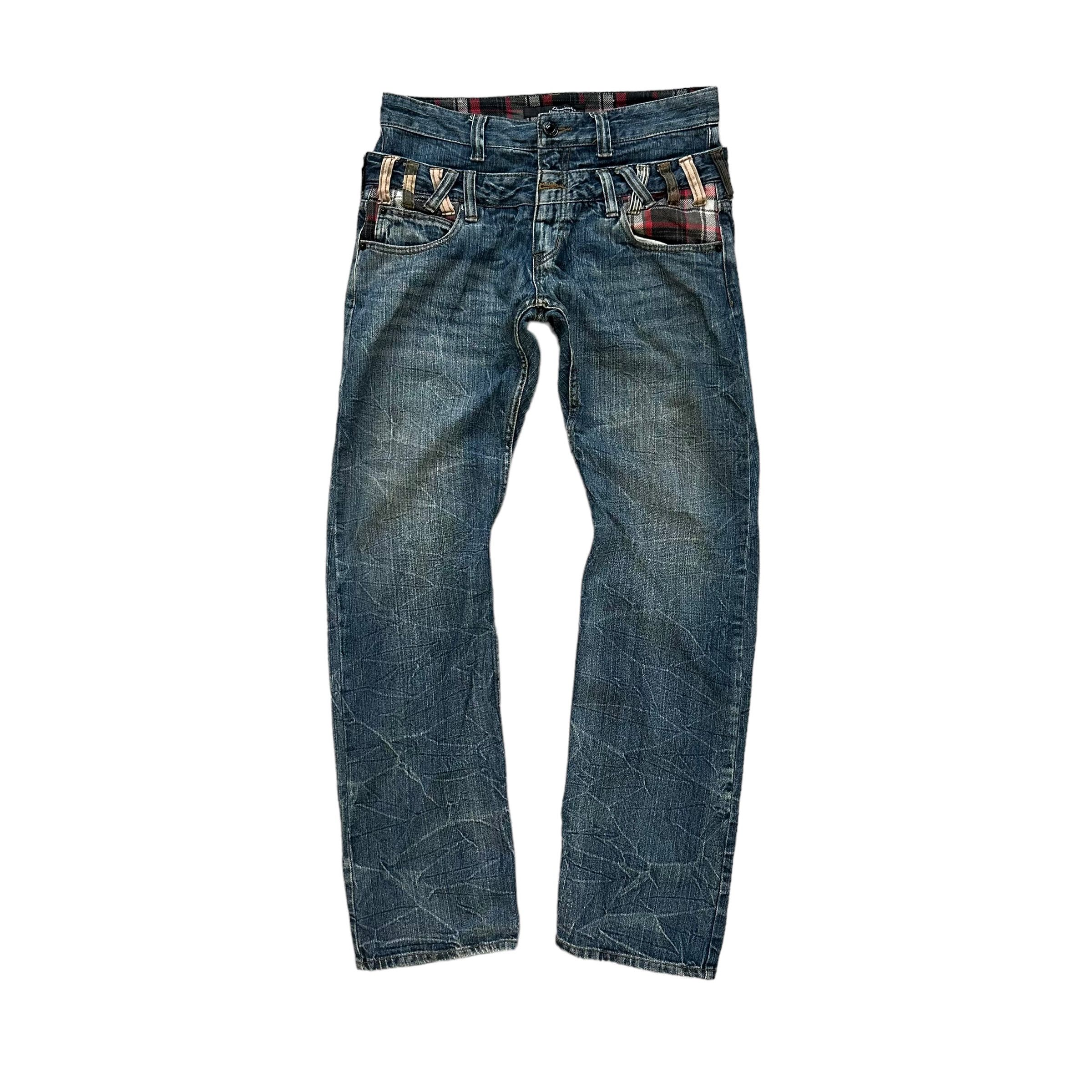 Japanese Brand DOMINATE Handcraft Jeans Double Waist Denim Pant #9108-57 Size US 34 / EU 50 - 1 Thumbnail